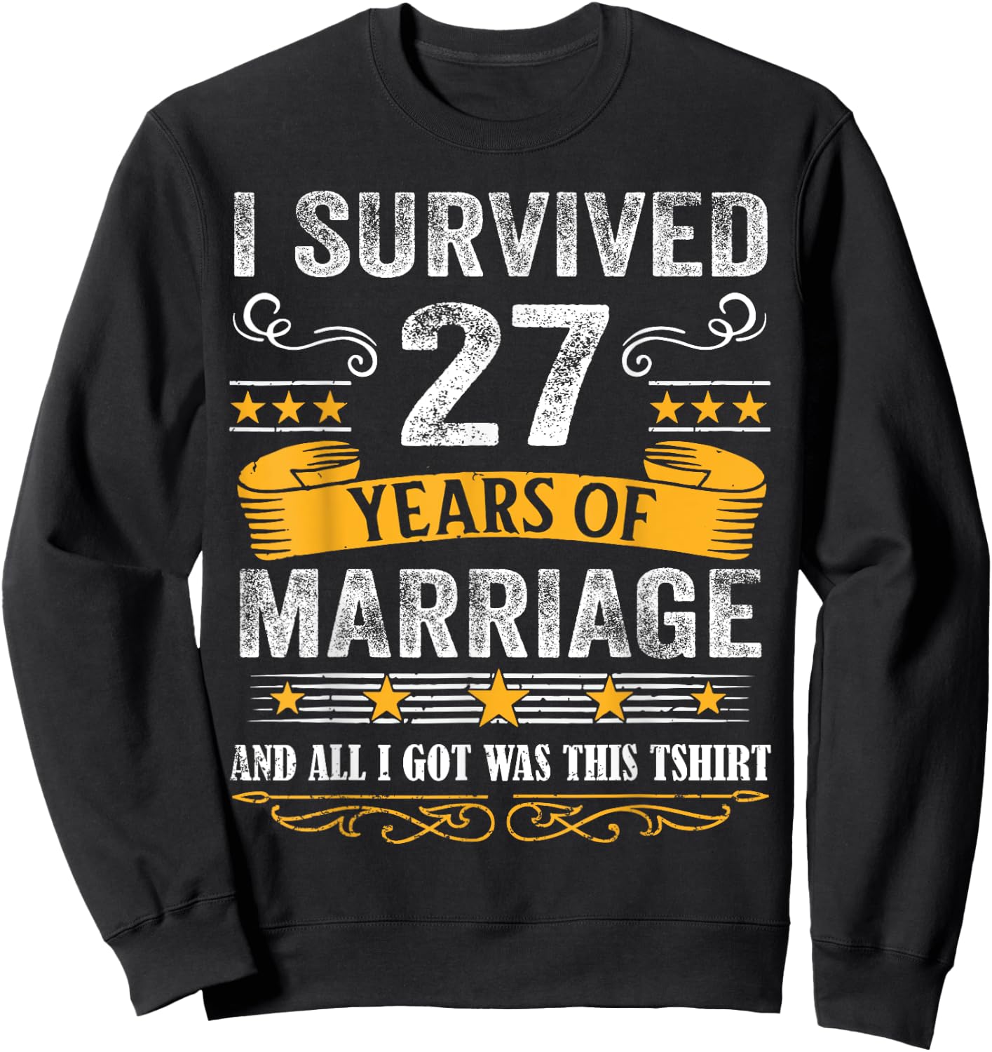 27th Wedding Anniversary shirt Couples Husband Wife 27 Years Sweatshirt - Sweatshirt | Black