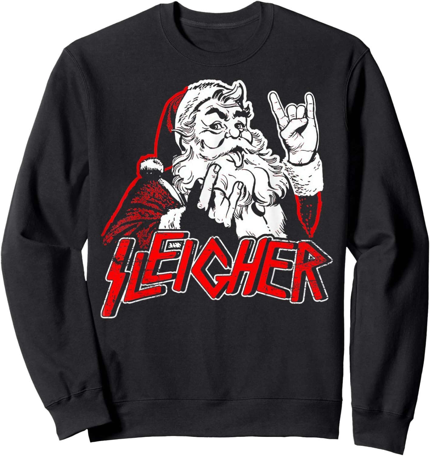 Sleigher Hail Santa Heavy Metal Christmas & Women Sweatshirt - Sweatshirt | Black