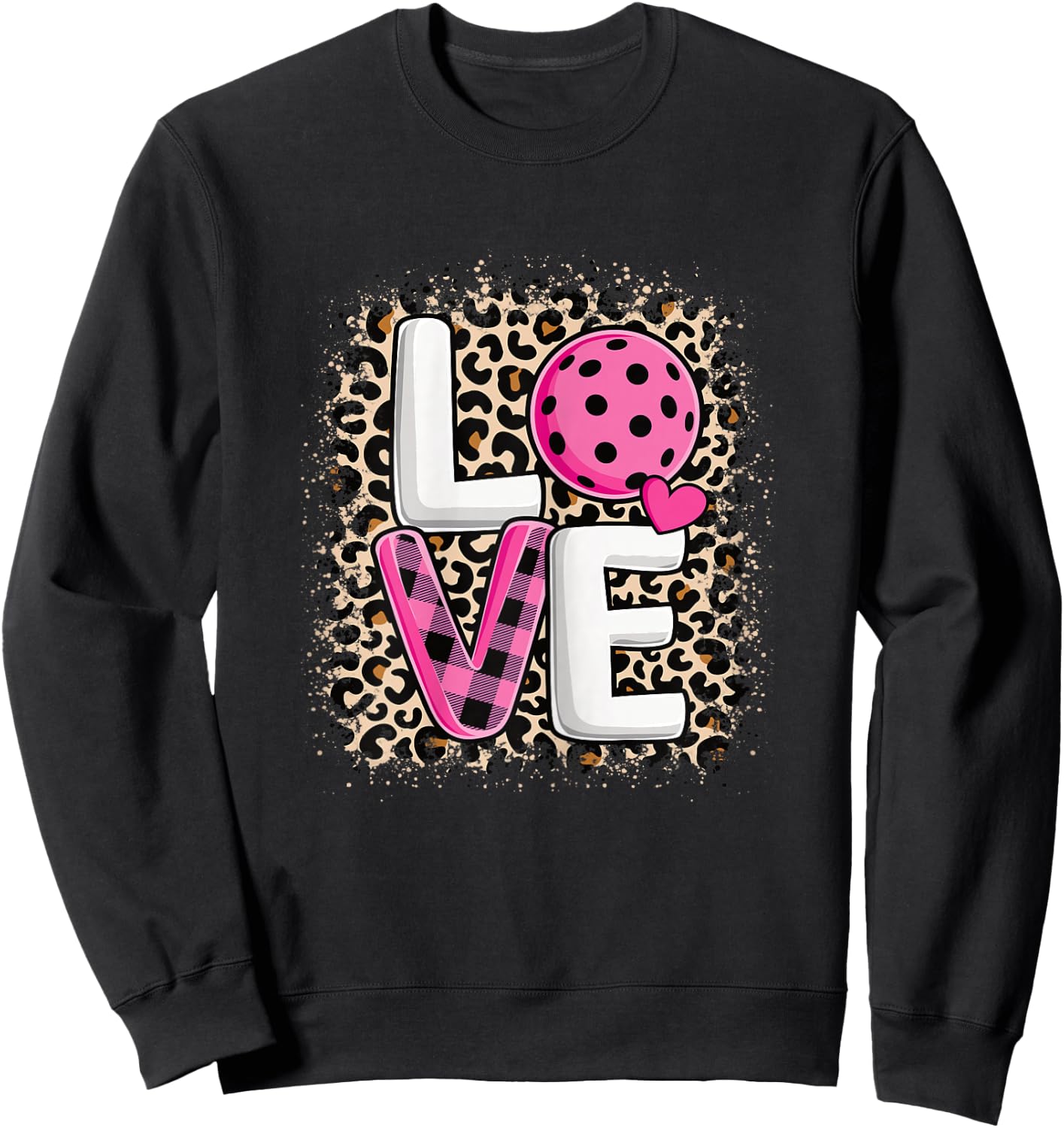Pink Love Pickleball Cute Pickleball Lover Women Girls Sweatshirt - Sweatshirt | Black