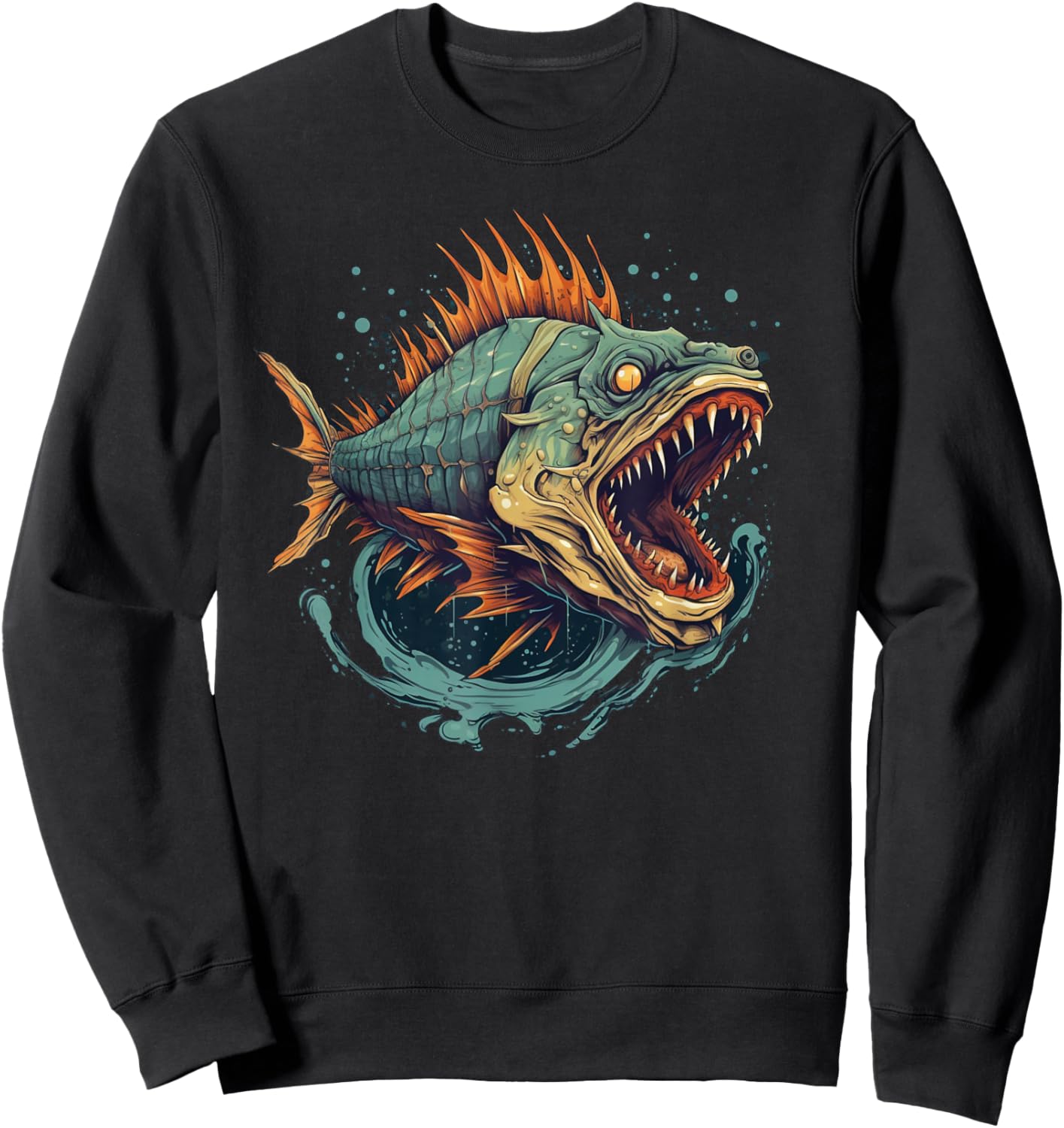Cool Monster Fish for Boys and Girls Sweatshirt - Sweatshirt | Black
