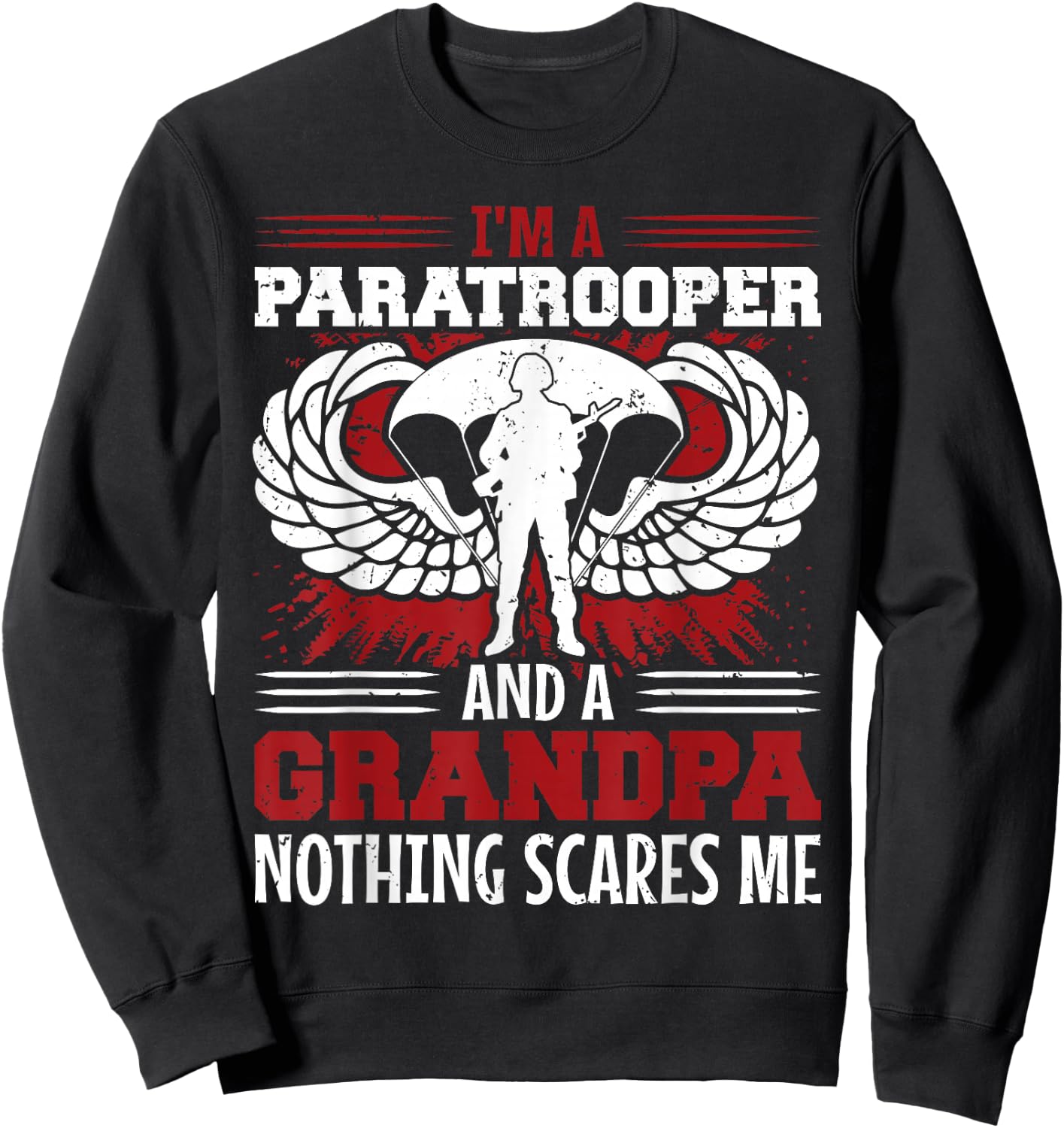 Airborne Paratrooper Military Soldier Army Parachute Sweatshirt - Sweatshirt | Black