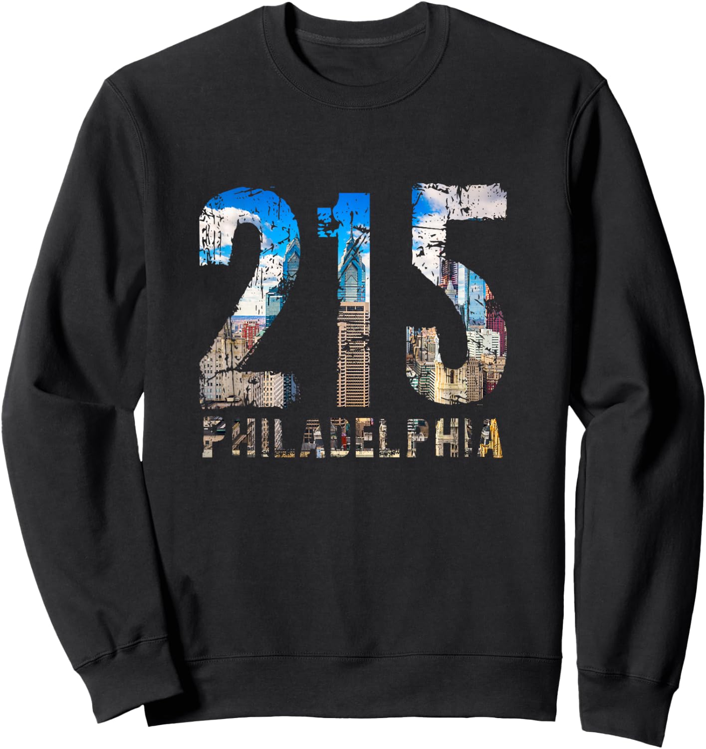 Philadelphia 215 Philly 215 Skyline Area Code Sweatshirt - Sweatshirt | Black