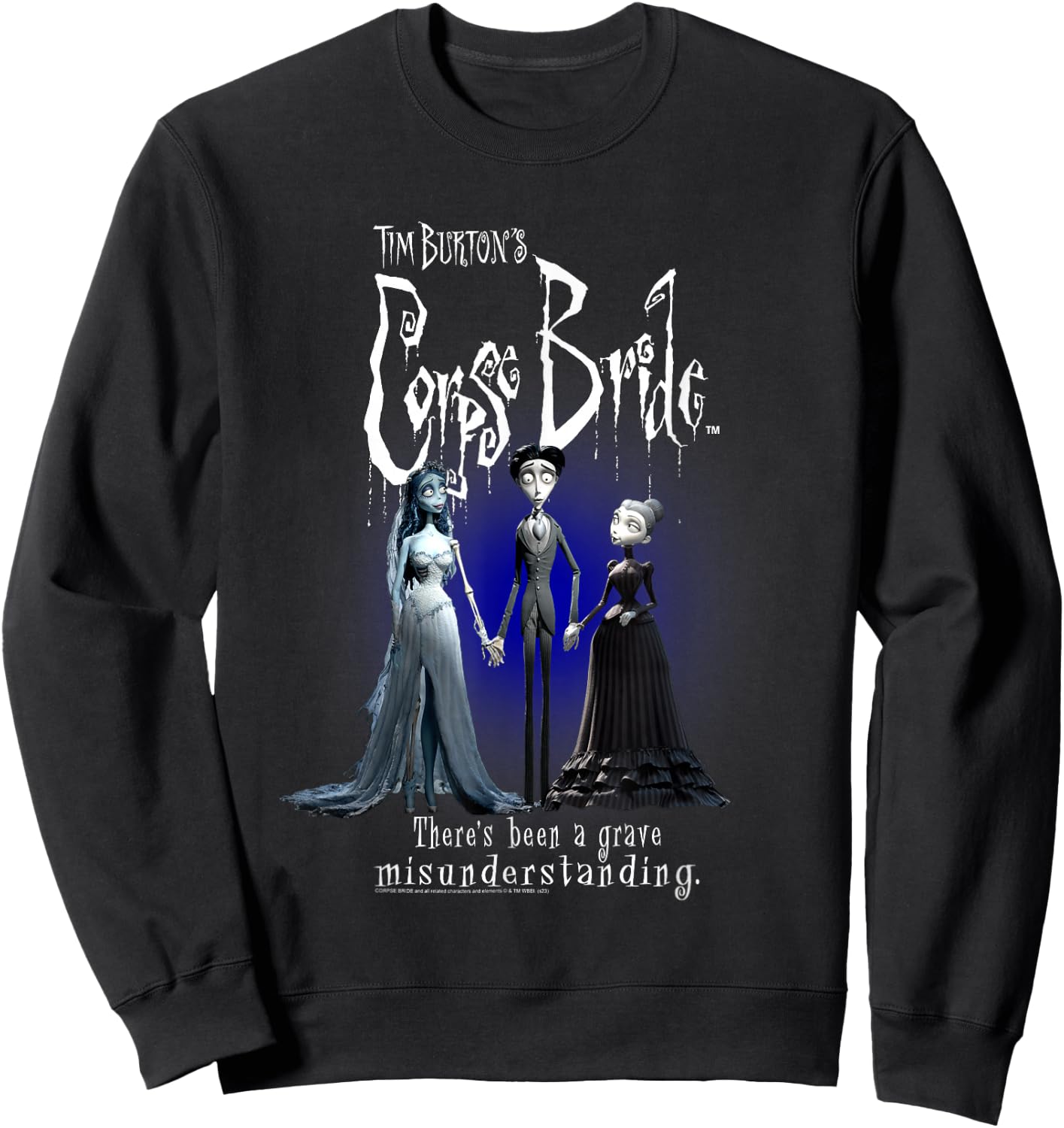 Corpse Bride Emily Victor Victoria Portrait Movie Sweatshirt - Sweatshirt | Black
