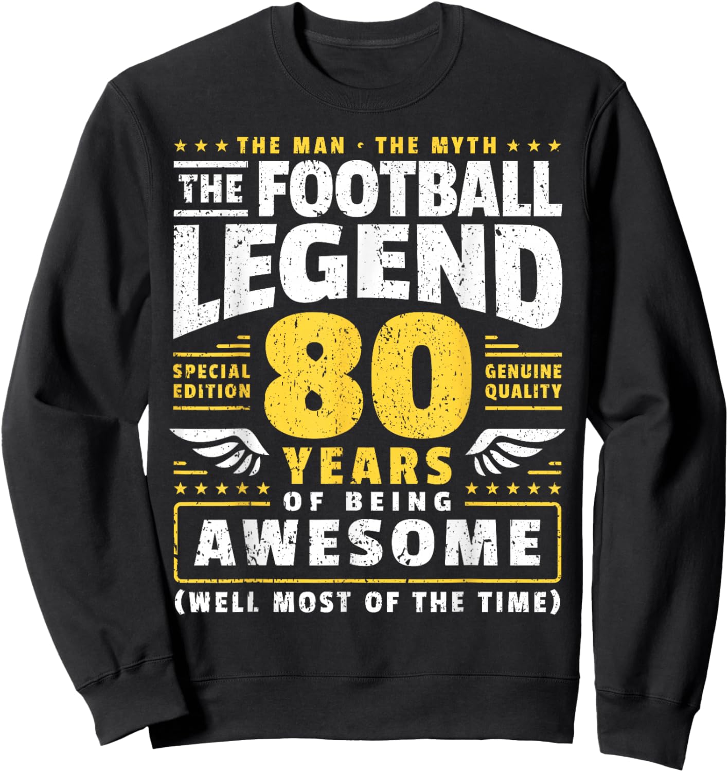 80th Birthday Football Player 80 Years Old Sweatshirt - Sweatshirt | Black