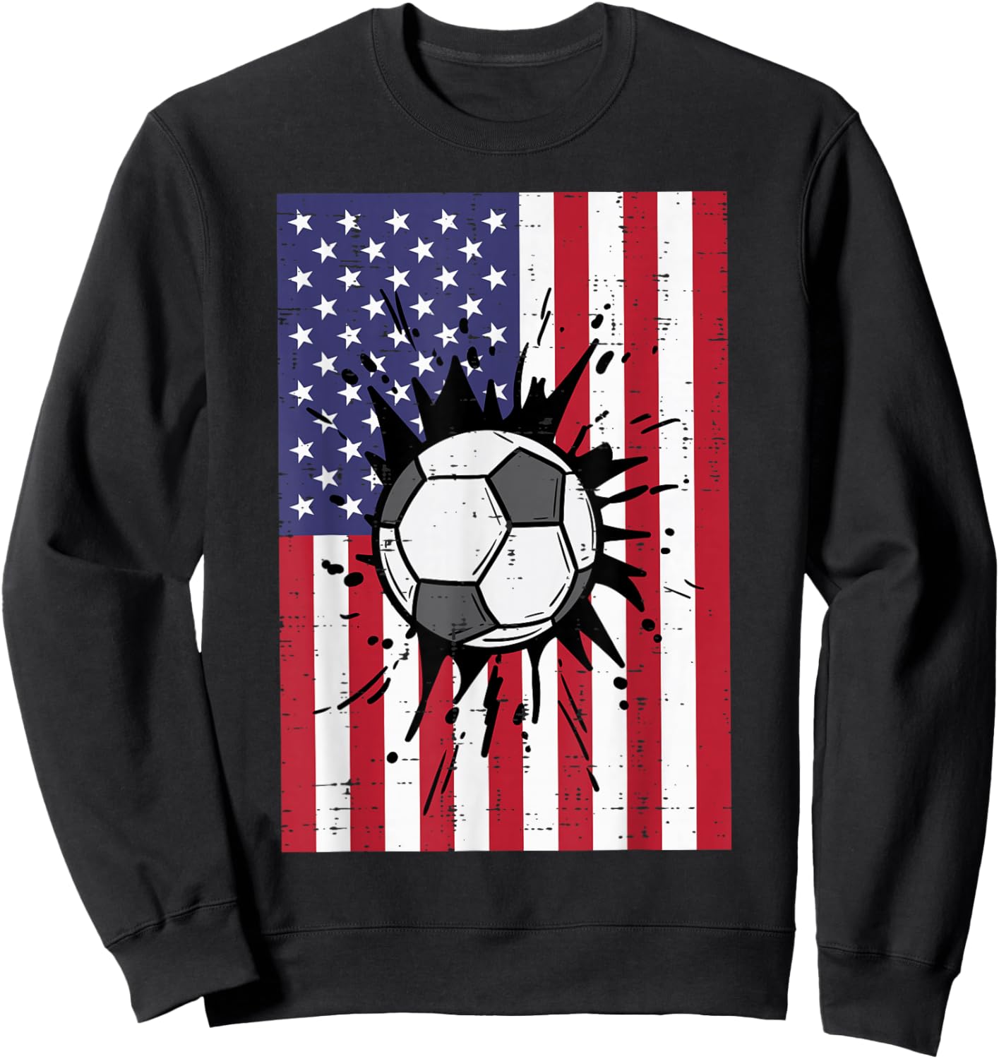 4th Of July Soccer US Flag Football Patriotic Boys Kids Men Sweatshirt - Sweatshirt | Black