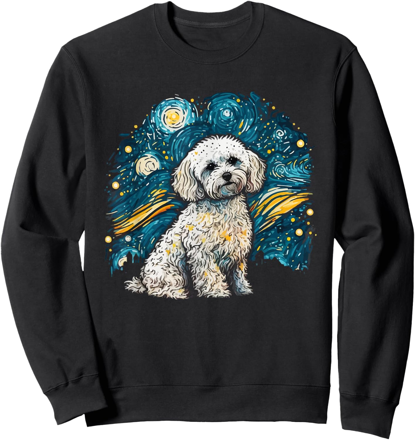 Maltipoo Starry Night Van Gogh Maltipoo Mom Dad Owner Sweatshirt - Sweatshirt | Black