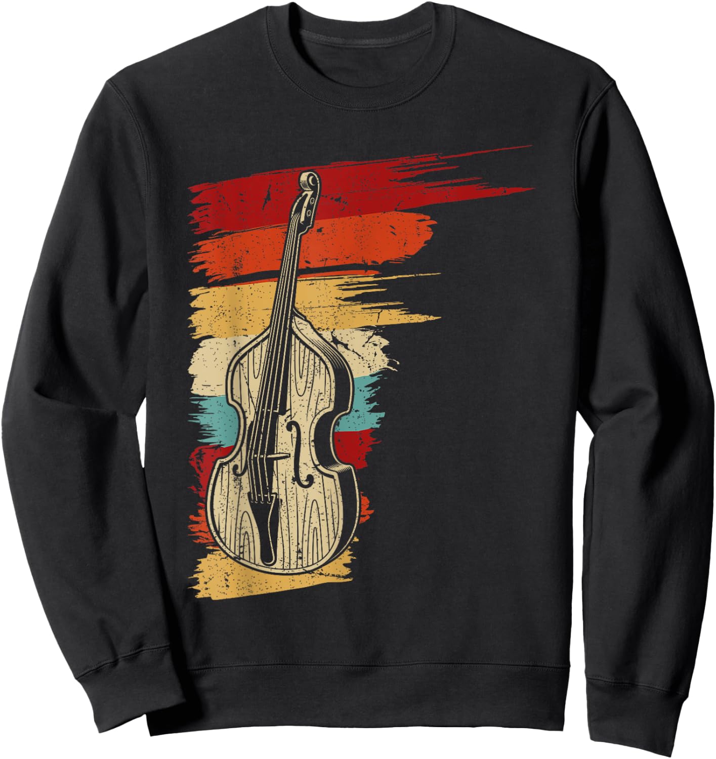 Stand Up Bass Gifts & String Bass Player Stuff Upright Bass Graphic, Retro Double Bass Fiddle Sweatshirt - Sweatshirt | Black