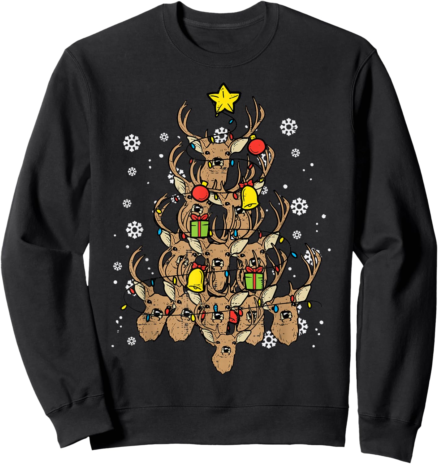 Deer Christmas Tree Xmas Hunting Hunt Men Dad Men Women Kids Sweatshirt - Sweatshirt | Black