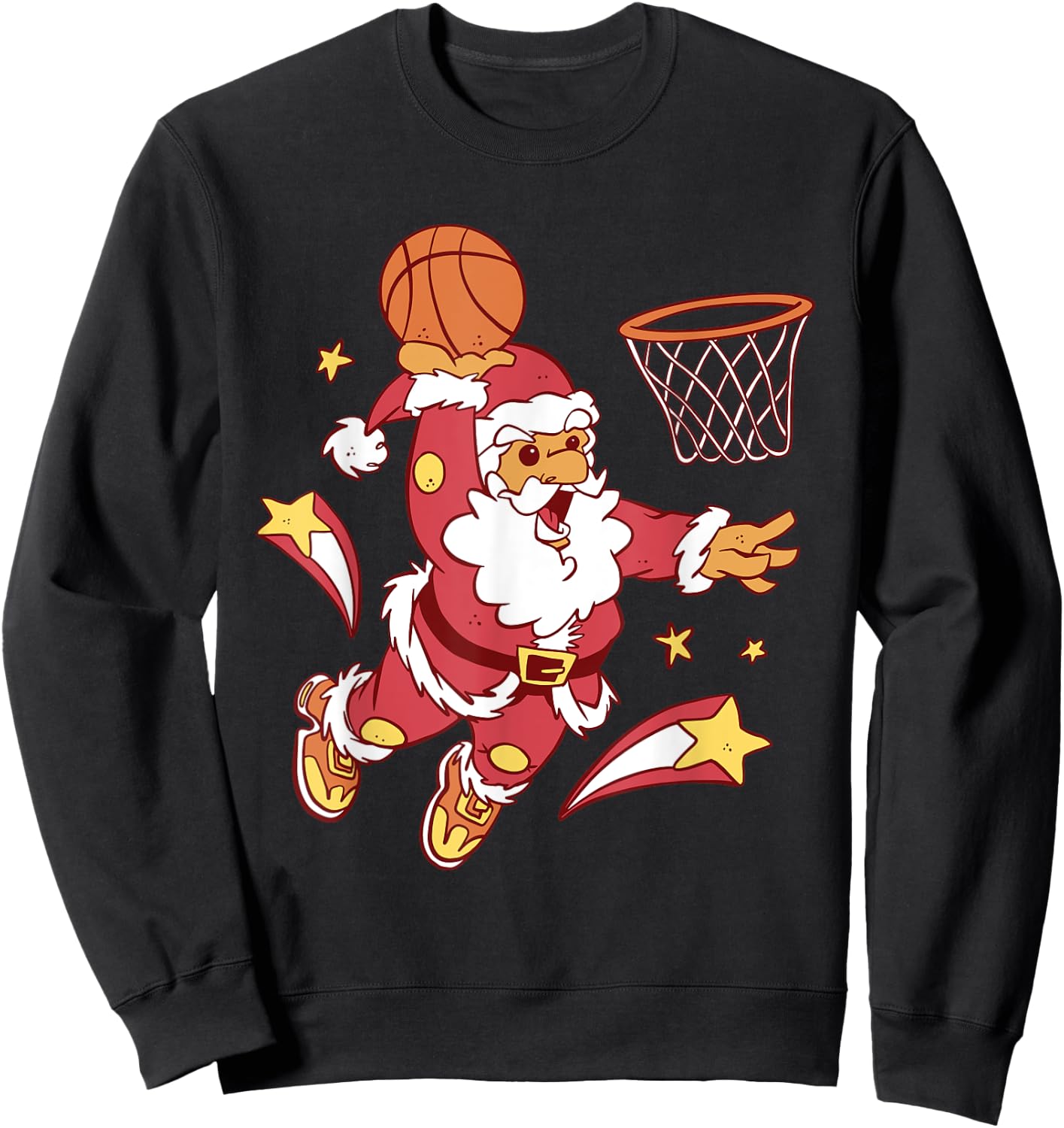 Funny Christmas Basketball Santa Dunk Xmas Men Women Kids Sweatshirt - Sweatshirt | Black