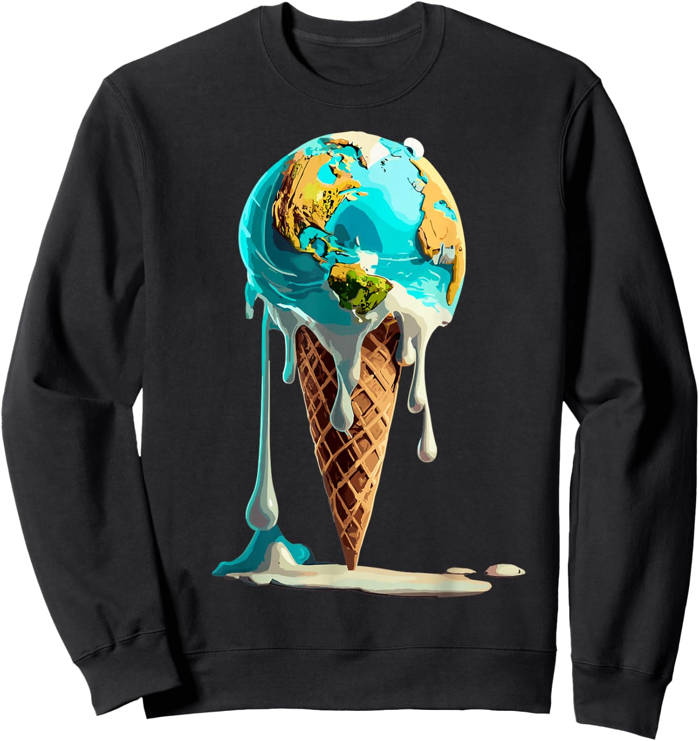 Climate Change Global Warming Melting Earth Day Ice Cream Women Kids Sweatshirt - Sweatshirt | Black