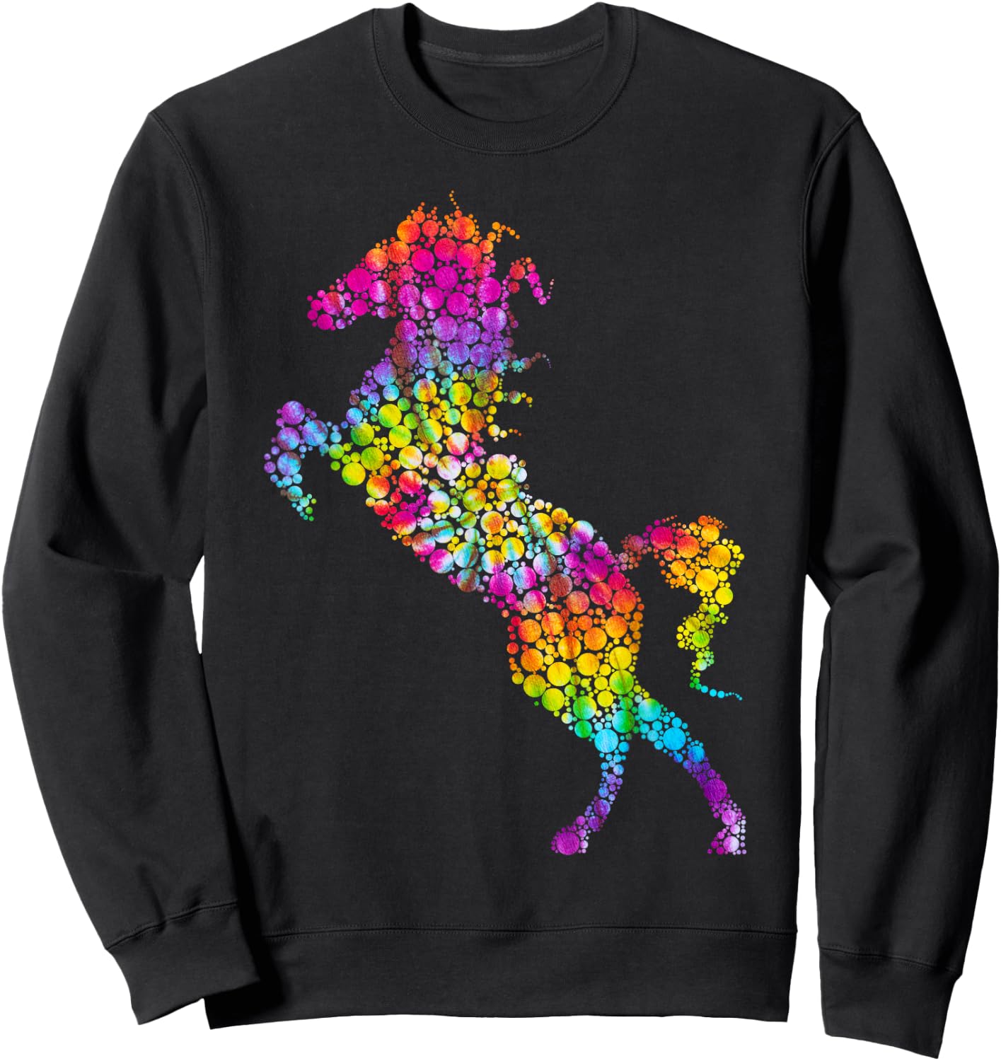 Colorful Polka Dot Horse Dot Day Girls Horses Riding Sweatshirt - Sweatshirt | Black