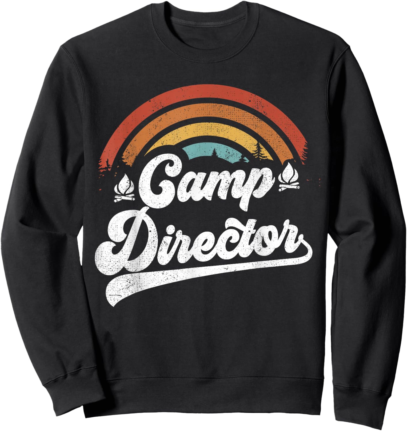 Summer Camp Director Staff Groovy Rainbow Camp Counselor Sweatshirt - Sweatshirt | Black