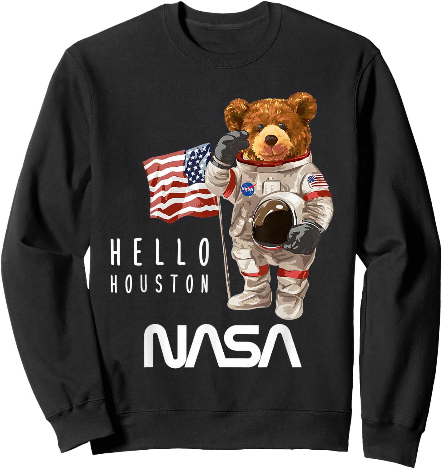 NASA Astronaut Teddy-Bear Worm Logo Sweatshirt - Sweatshirt | Black