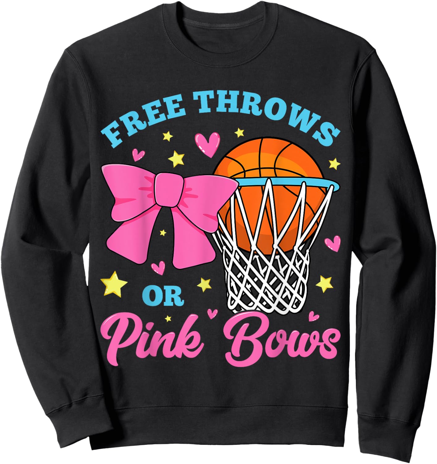 Free Throws or Pink Bows Pregnancy Pink Blue Gender Reveal Sweatshirt - Sweatshirt | Black