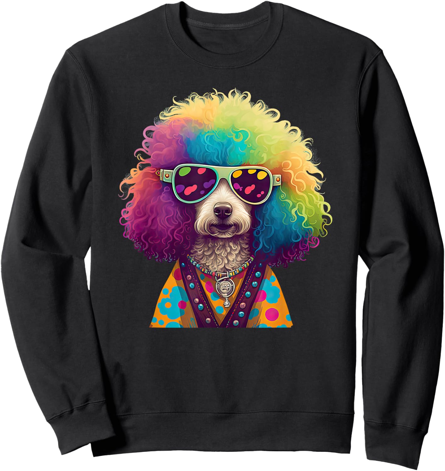 Funny Poodle Dog Miniature Poodle Toy Poodle Hippie Women Kids Sweatshirt - Sweatshirt | Black