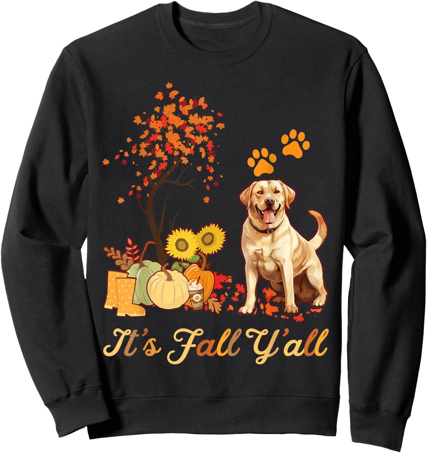 Labrador Retriever Fall Autumn Leaf Maple Tree Thanksgiving Sweatshirt - Sweatshirt | Black