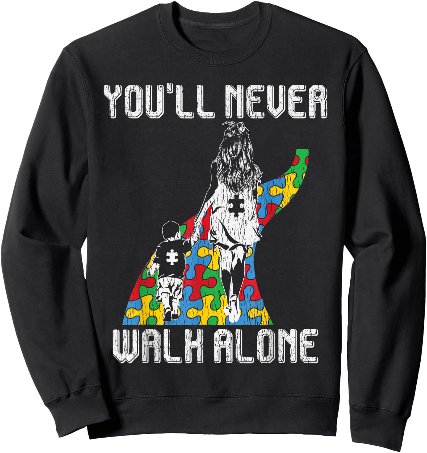 Autism Awareness Mother Son Autistic Kids Boys Autism Mom Sweatshirt - Sweatshirt | Black