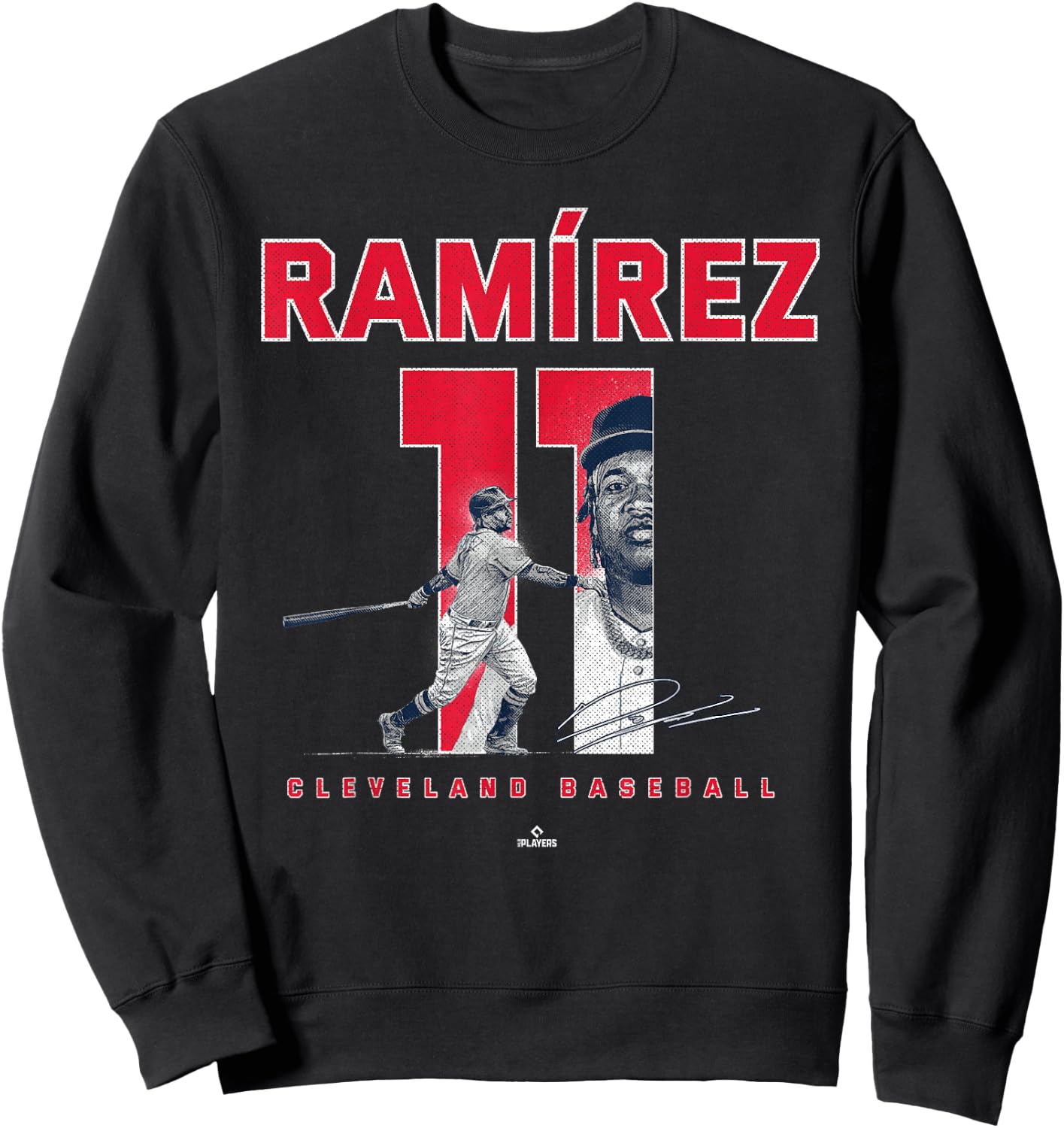 Number and Portrait Jose Ramirez Cleveland MLBPA Sweatshirt - Sweatshirt | Black
