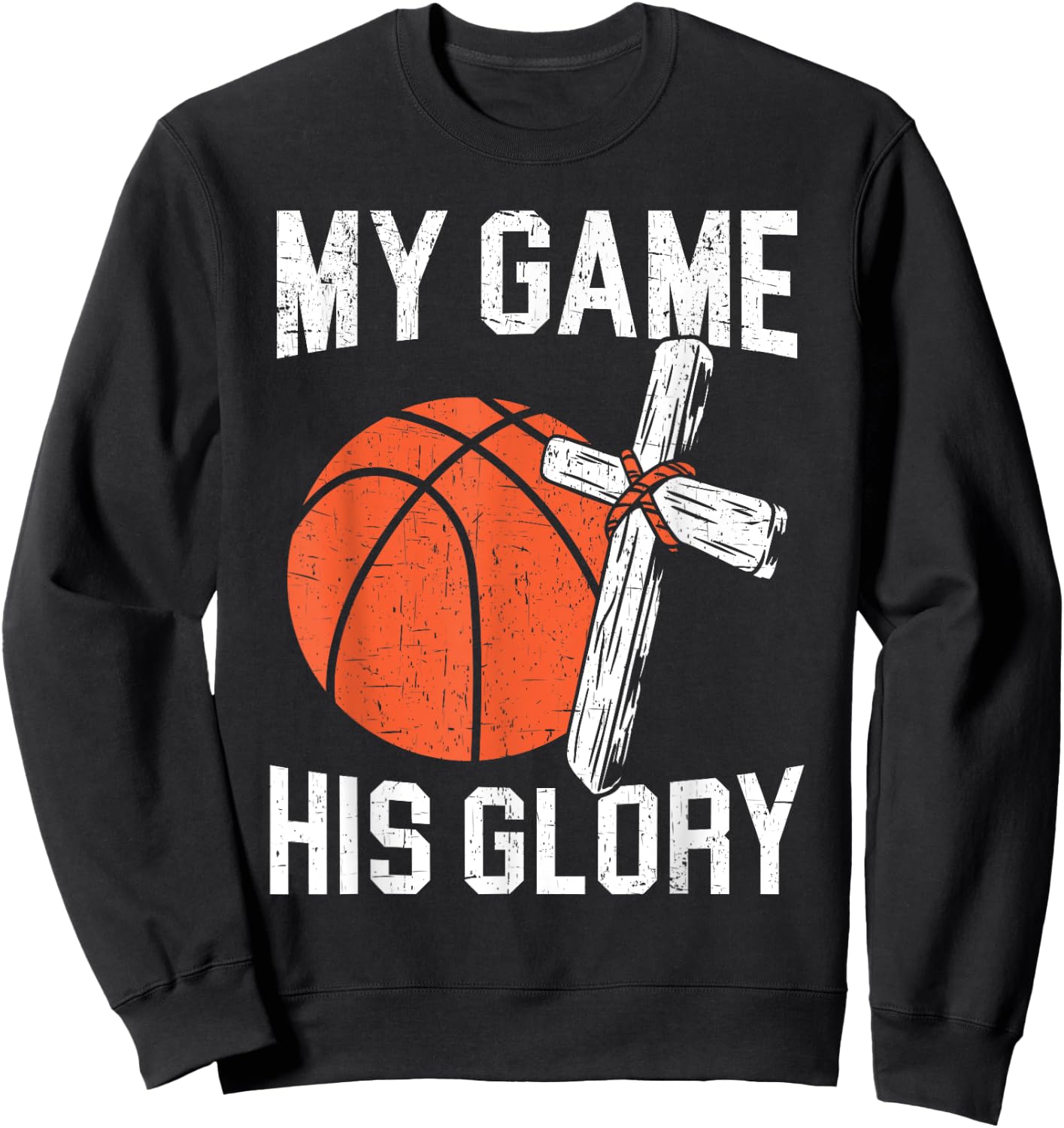 Basketball And Jesus Christ Christian Believer Hooper Sweatshirt - Sweatshirt | Black