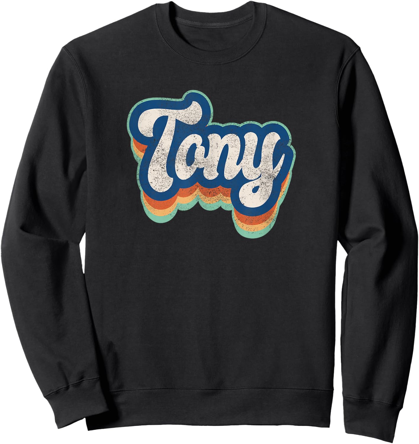 Tony First Name Boy Vintage Style 70s 80s Personalized Sweatshirt - Sweatshirt | Black