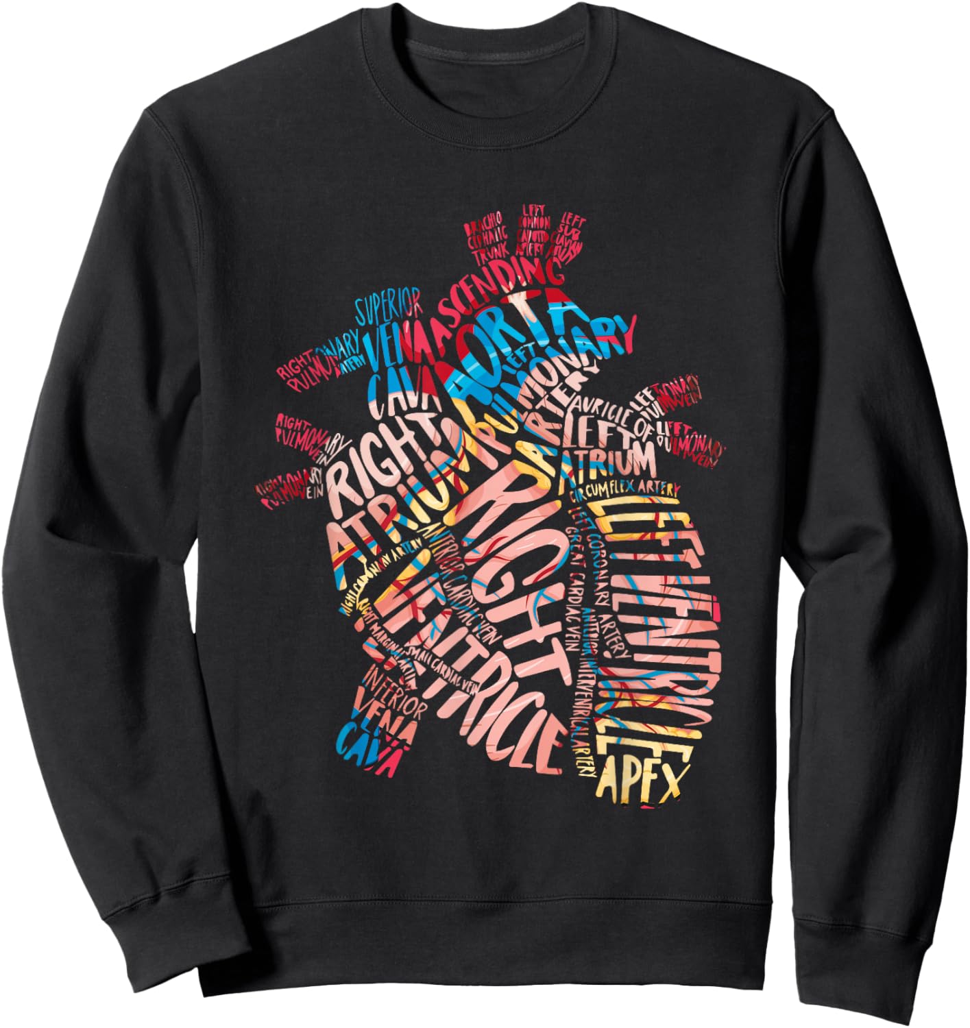 Anatomical Human Heart Cardiology Medical Cardiac Nurse Sweatshirt - Sweatshirt | Black