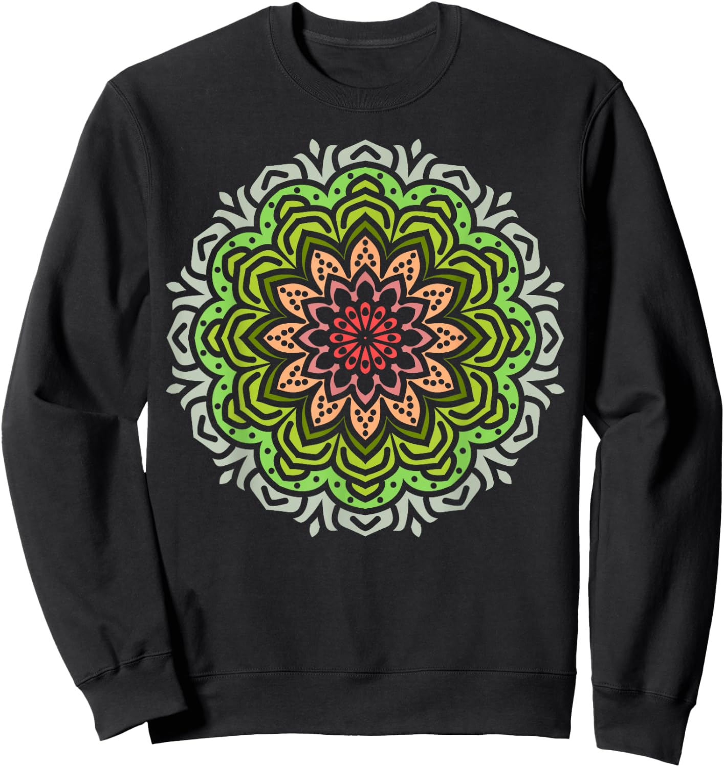Bold Zen Mandala – Intricate Dot Art Sweatshirt - Sweatshirt | Black