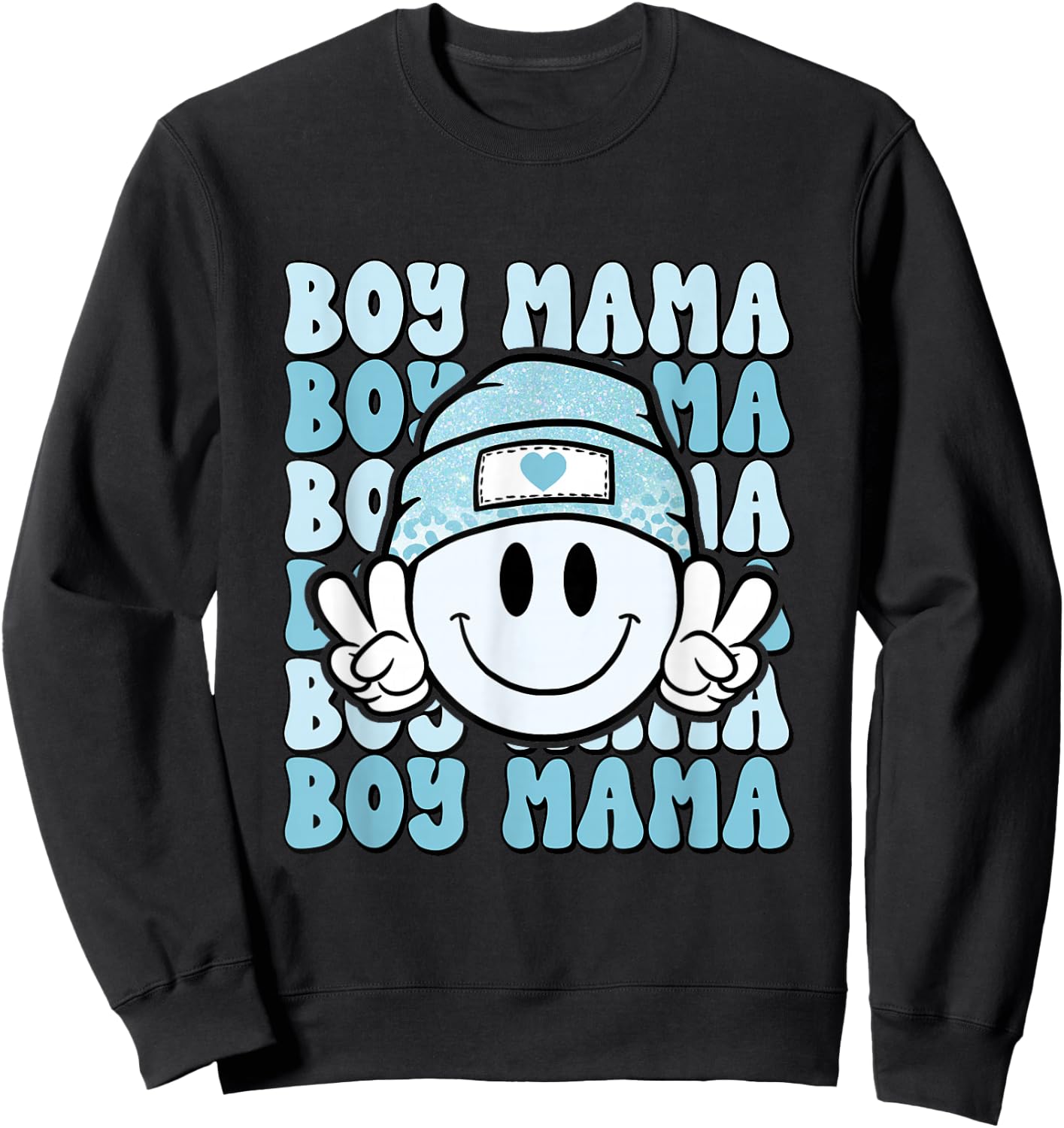 Boy Mama, Retro Gift Mother of Boys, Mom of Sons Sweatshirt - Sweatshirt | Black