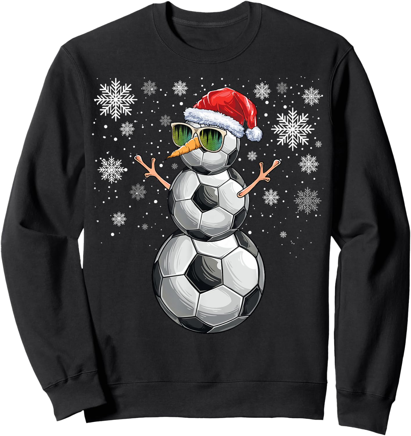 Snowman Soccer Ball Christmas Santa Boys Kids Sweatshirt - Sweatshirt | Black