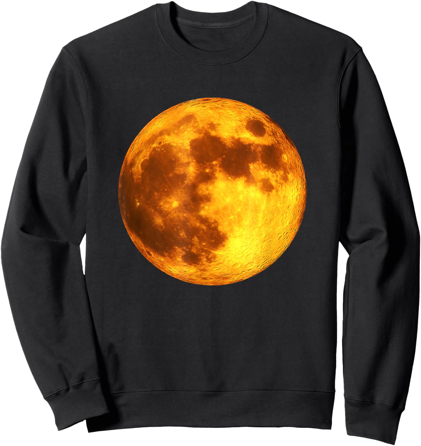 Full Moon Space Art -Amber Orange Moon Sweatshirt - Sweatshirt | Black