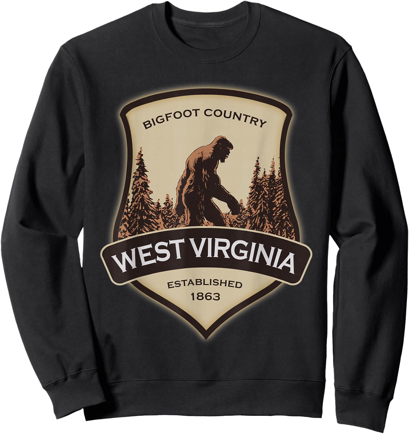 West Virginia and a Bigfoot, or a Sasquatch Sweatshirt - Sweatshirt | Black