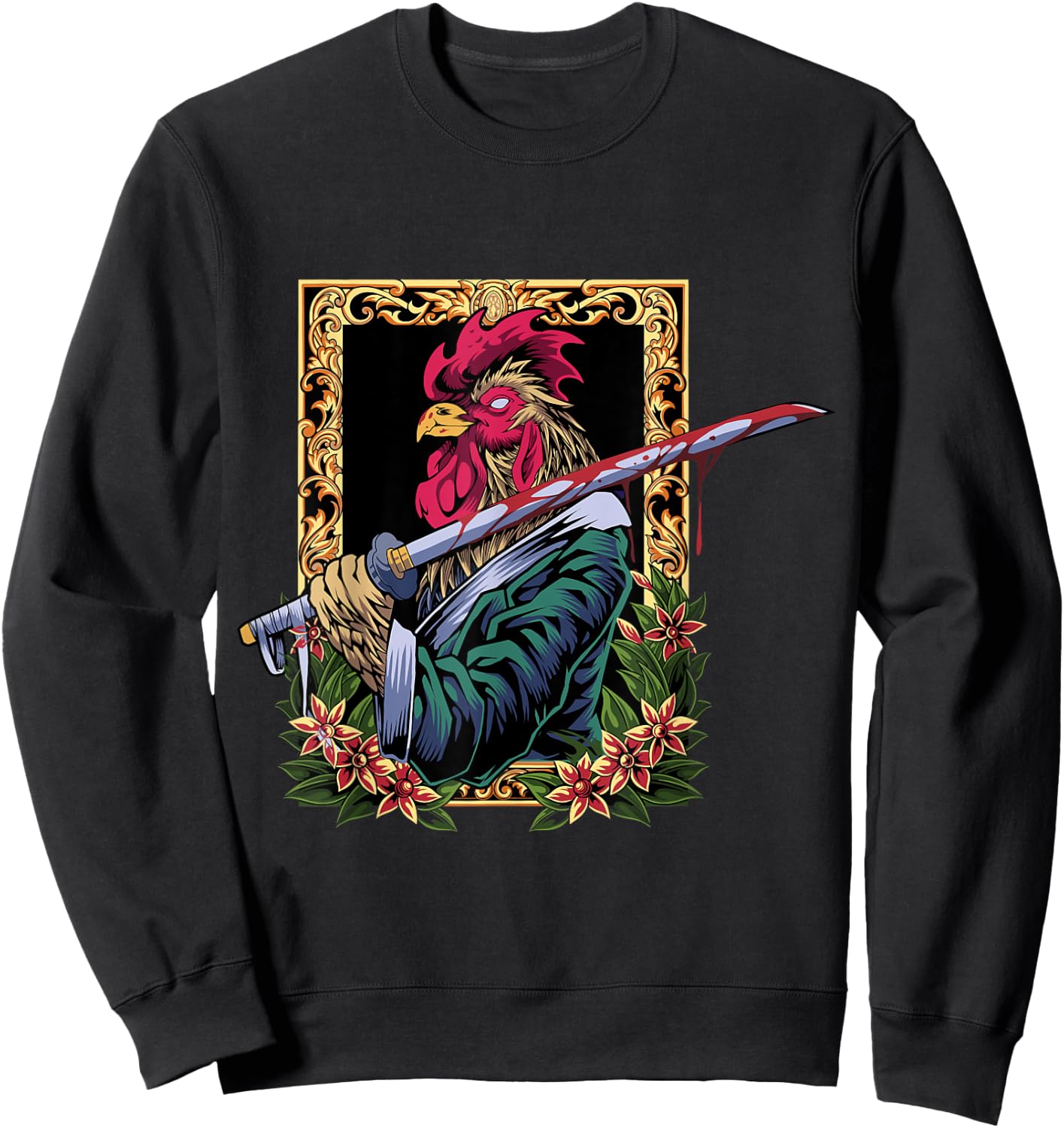 Rooster Fighter Chicken Sweatshirt - Sweatshirt | Black