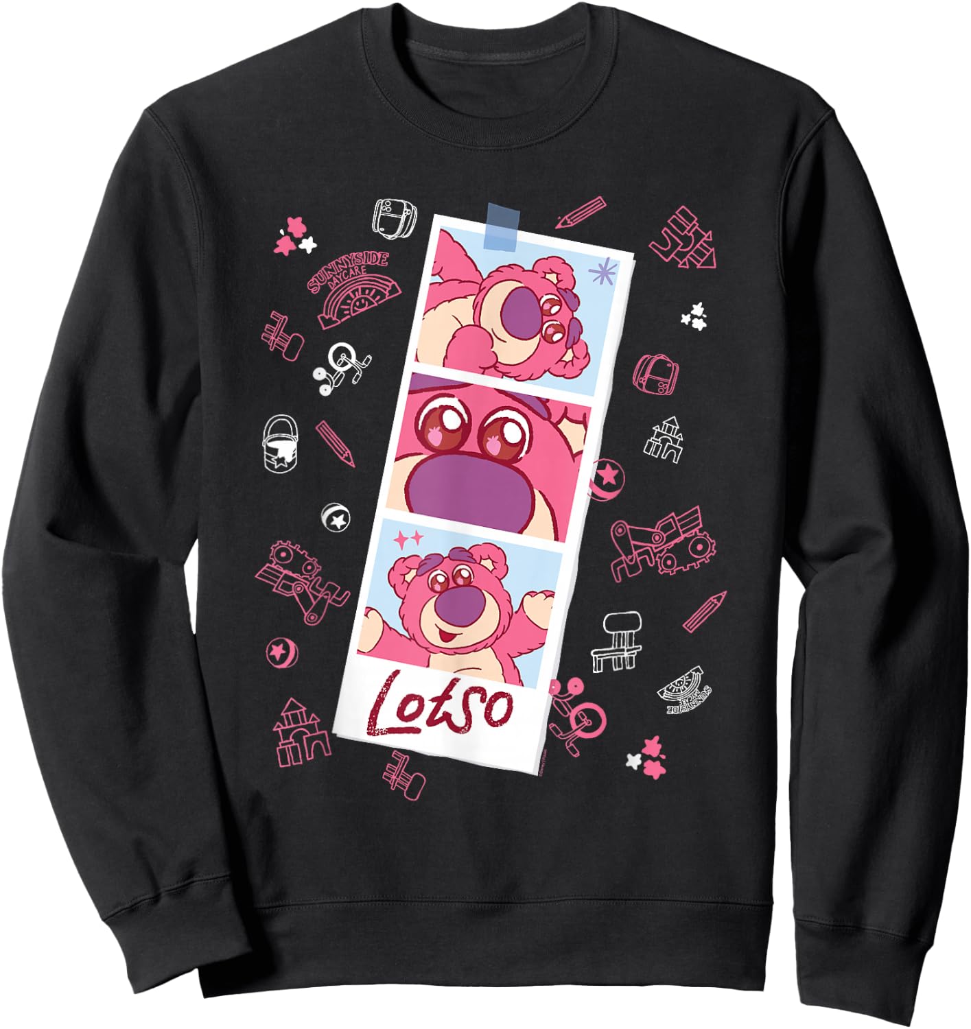 Disney and Pixar’s Toy Story Lotso Fluffy Cute Photo Strip Sweatshirt - Sweatshirt | Black