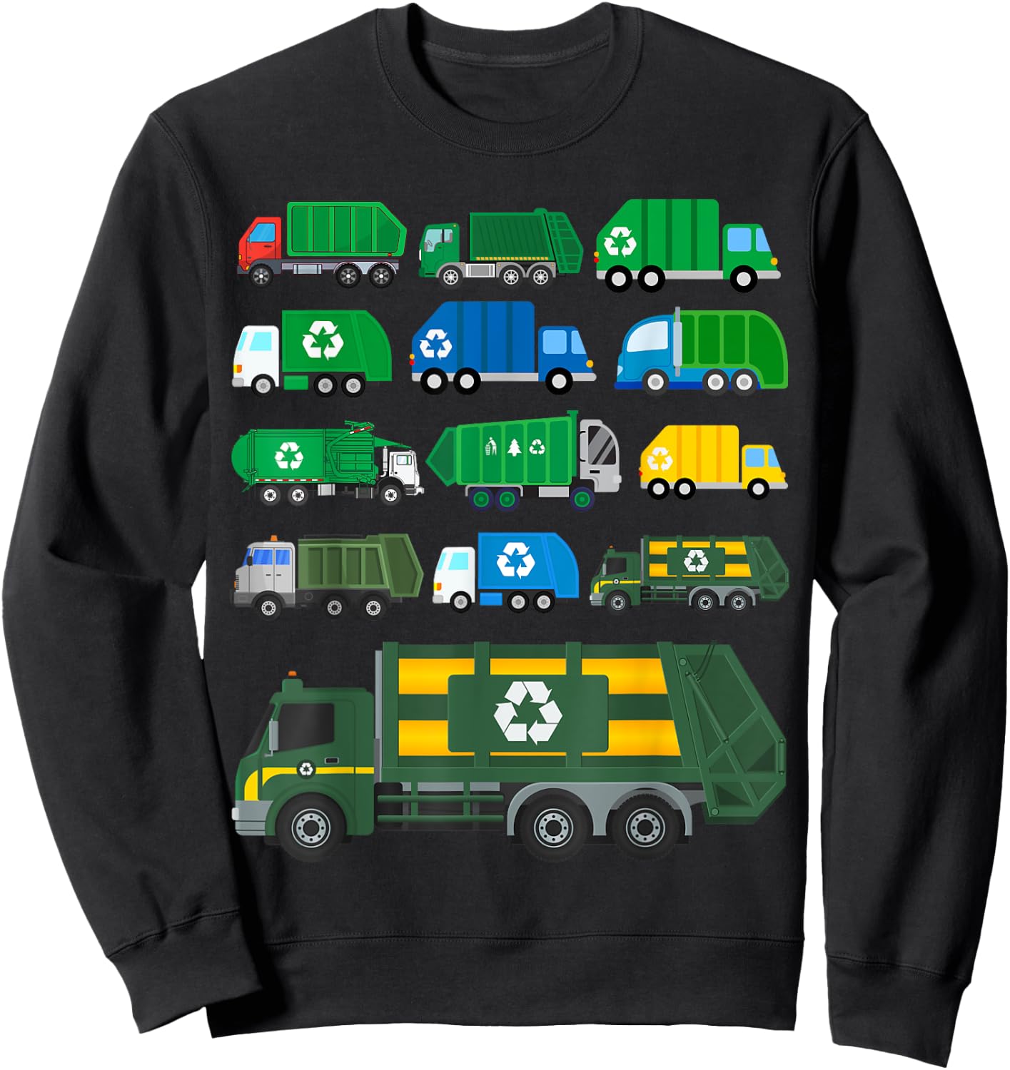 Garbage Truck Global Recycling Day Trash Truck Collector Sweatshirt - Sweatshirt | Black