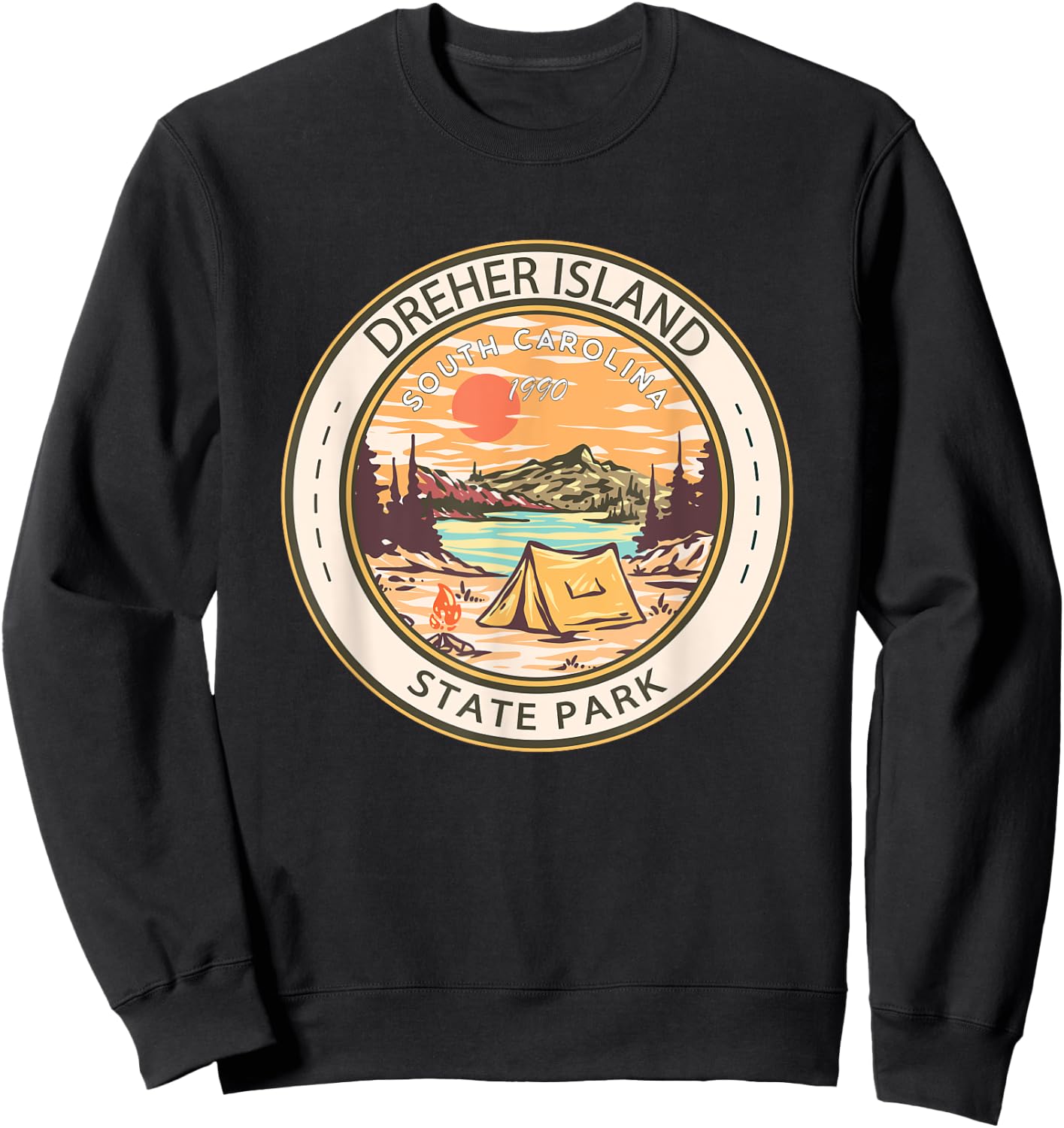 Dreher Island State Park South Carolina Badge Vintage Sweatshirt - Sweatshirt | Black