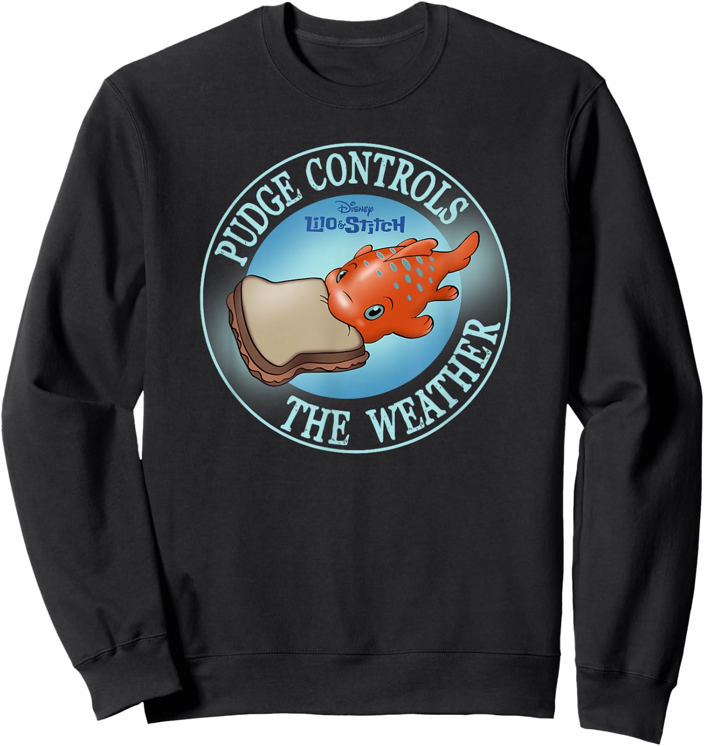 Disney Lilo & Stitch Pudge Controls The Weather Poster Sweatshirt - Sweatshirt | Black