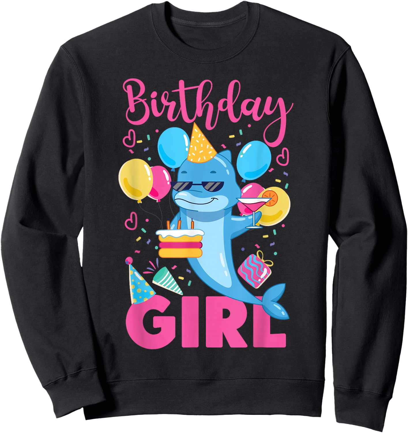 Dolphin Birthday Birthday Girl Sweatshirt - Sweatshirt | Black