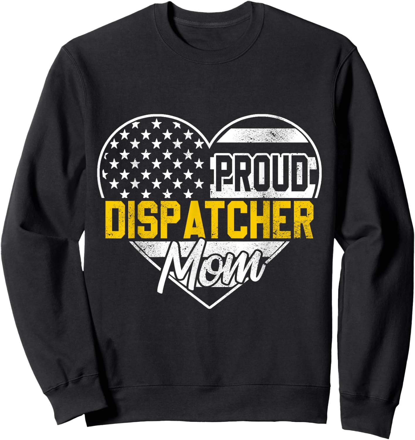 Proud 911 Dispatcher Mom American Flag Rescue Thin Gold Line Men Sweatshirt - Sweatshirt | Black