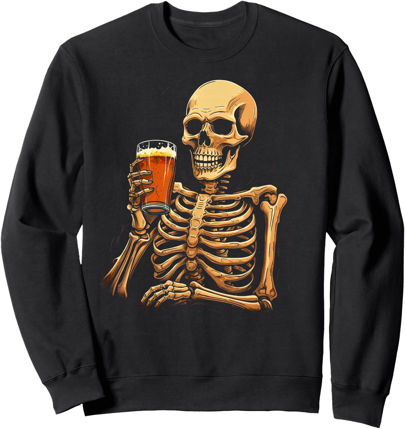 Skeleton Drinking Beer Sweatshirt - Sweatshirt | Black