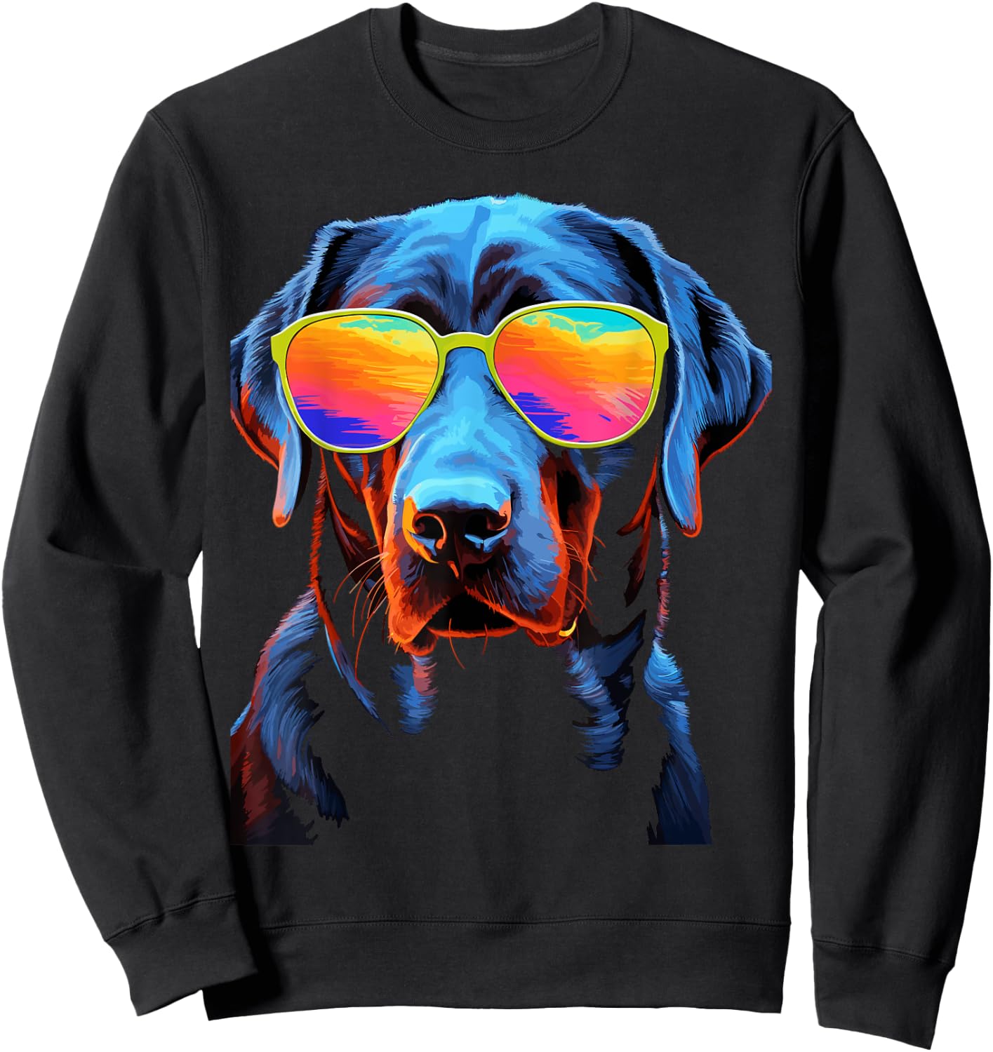 Labrador Retriever Dog with Sunglasses Women Kids Sweatshirt - Sweatshirt | Black