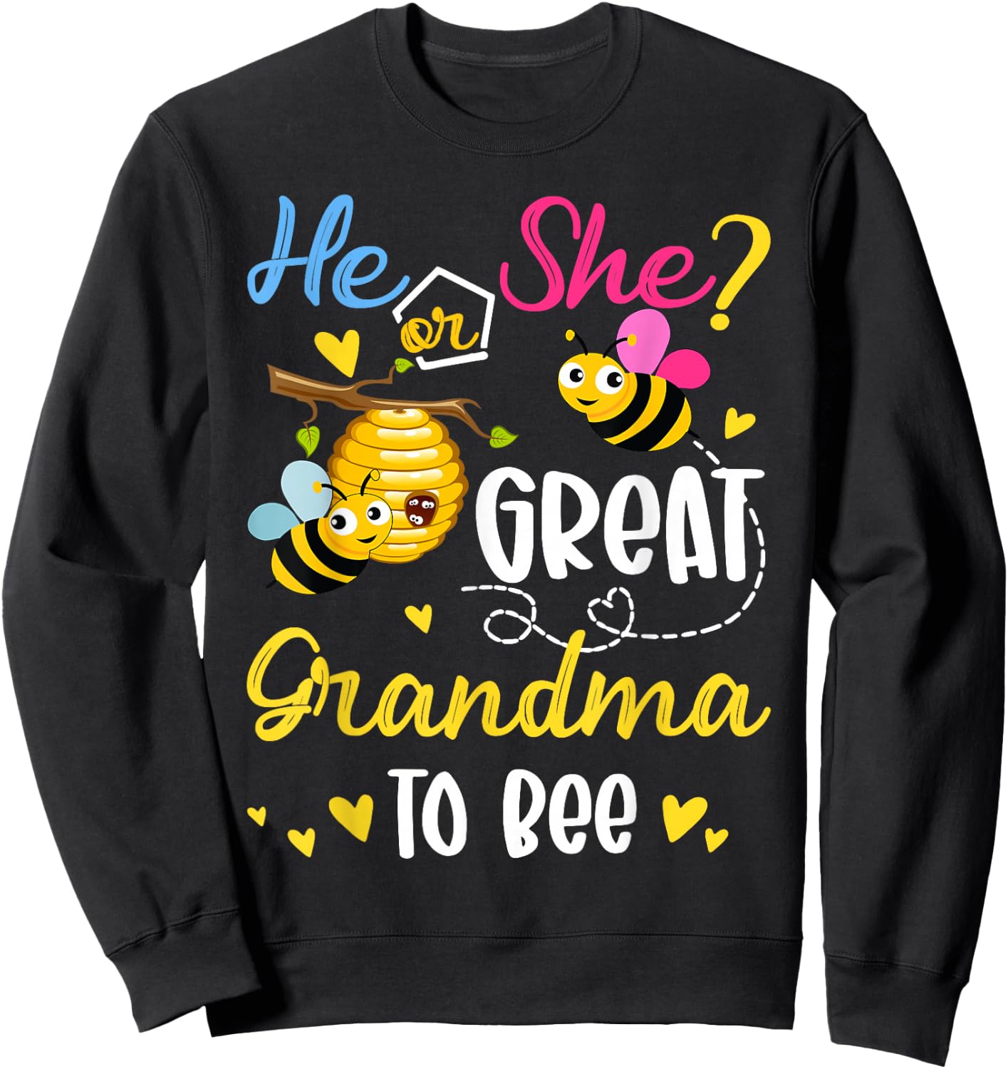 He Or She What Will It Bee Gender Reveal For Great Grandma Sweatshirt - Sweatshirt | Black
