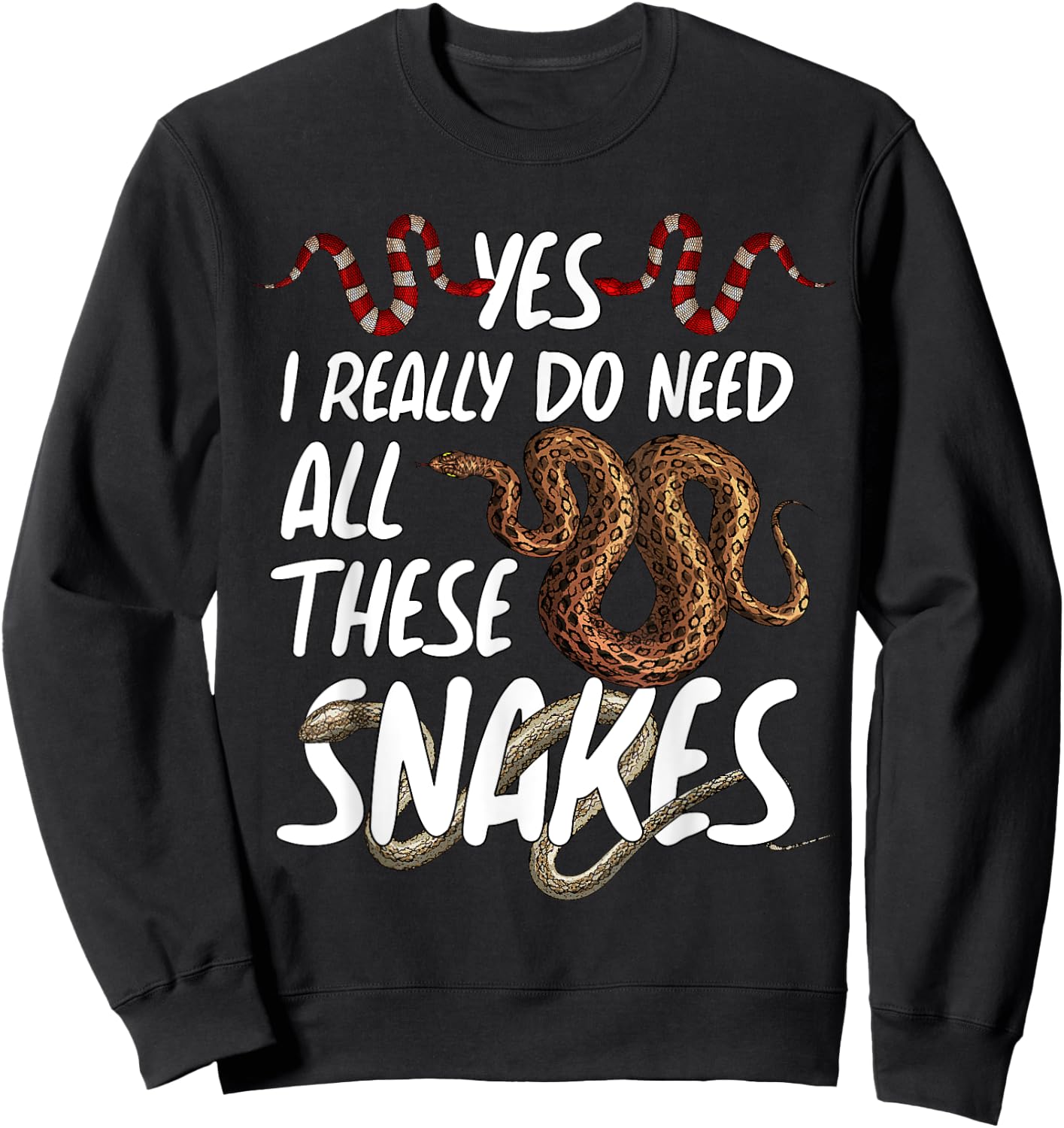 Funny Snake Designs Women Herpetology Reptile Lovers Sweatshirt - Sweatshirt | Black