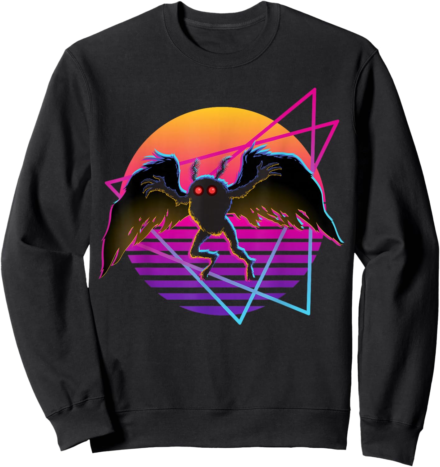 80s Mothman Retro 70s Monster Creepy Folklore Cryptid Sweatshirt - Sweatshirt | Black