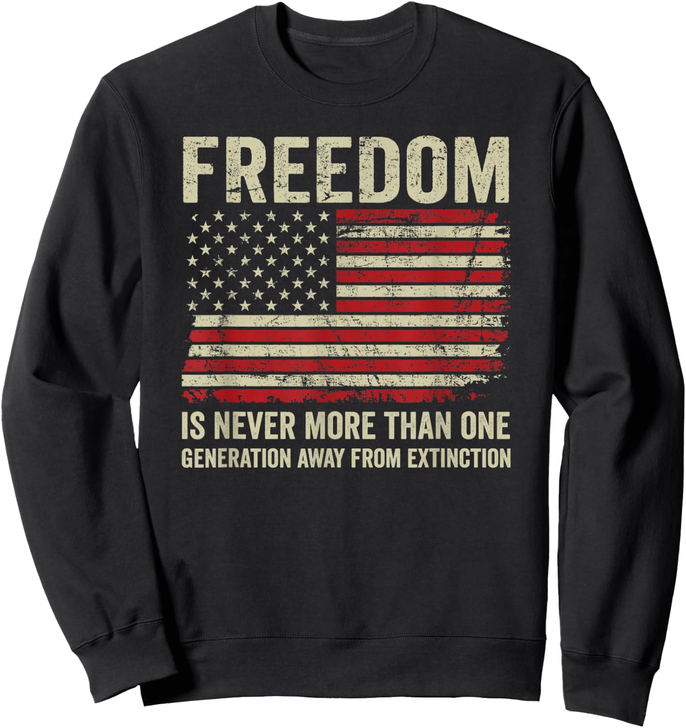 Freedom Extinction - Patriotic American Rights USA Flag Sweatshirt - Sweatshirt | Black