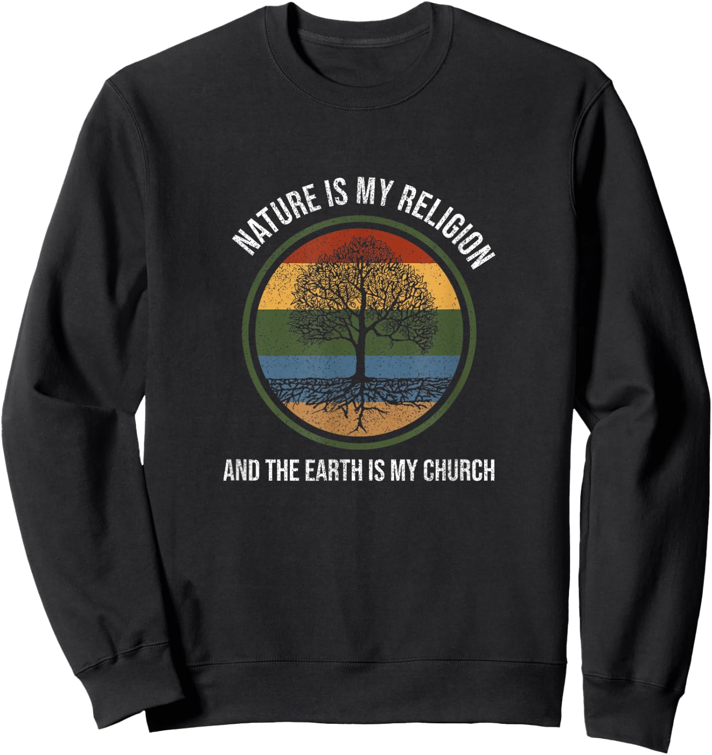 Nature Is My Religion Native American Day Support Graphic Sweatshirt - Sweatshirt | Black