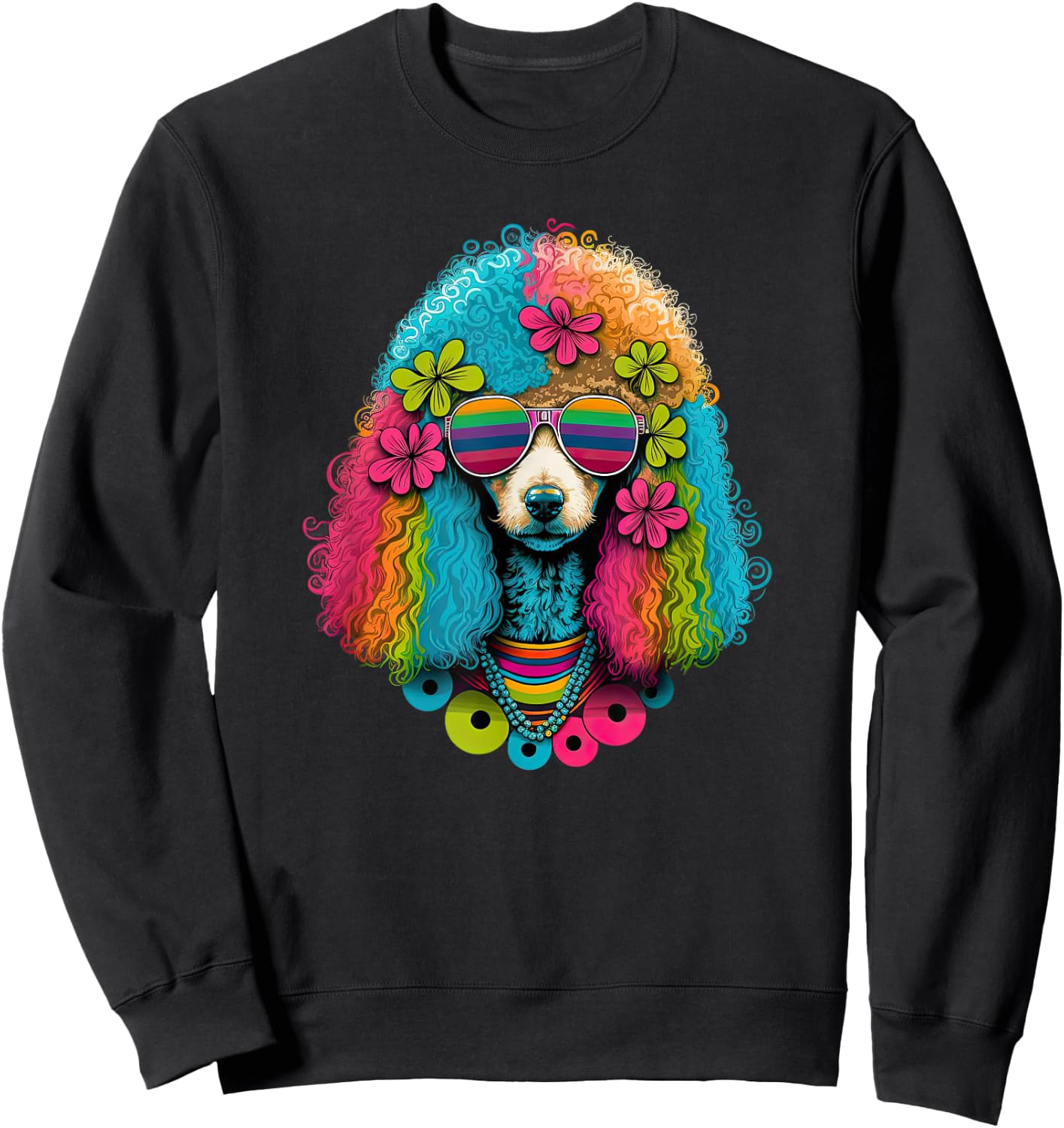Funny Poodle Dog Miniature Poodle Toy Poodle Hippie Women Girls Kids Sweatshirt - Sweatshirt | Black