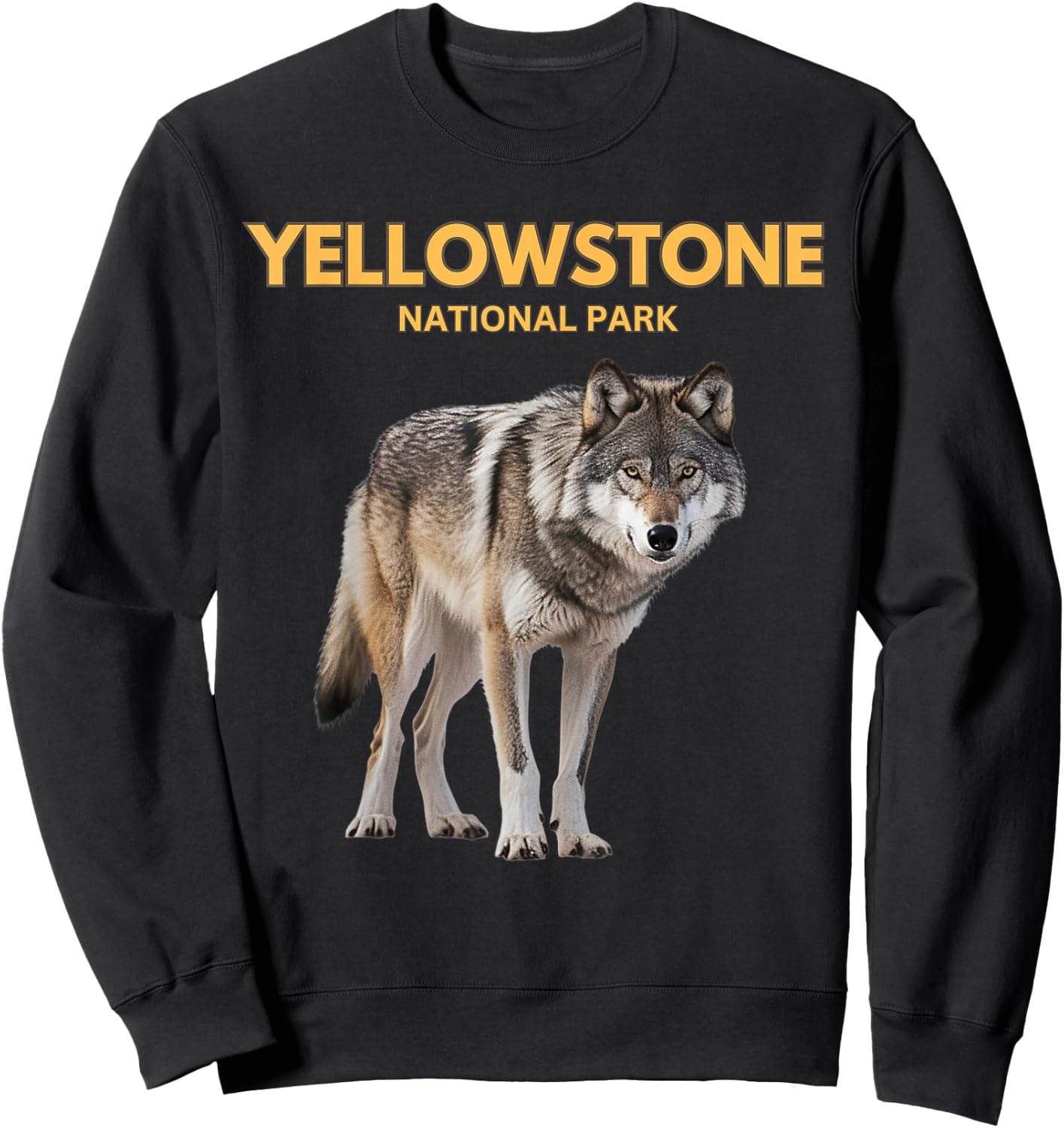 Yellowstone National Park Beautiful Wolf Sweatshirt - Sweatshirt | Black