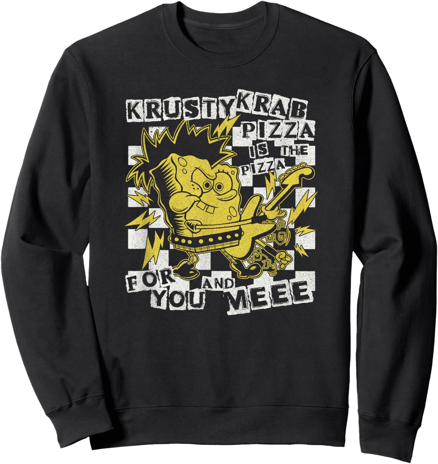 SpongeBob SquarePants Punk Rock Star Krusty Krab Pizza Song Sweatshirt - Sweatshirt | Black