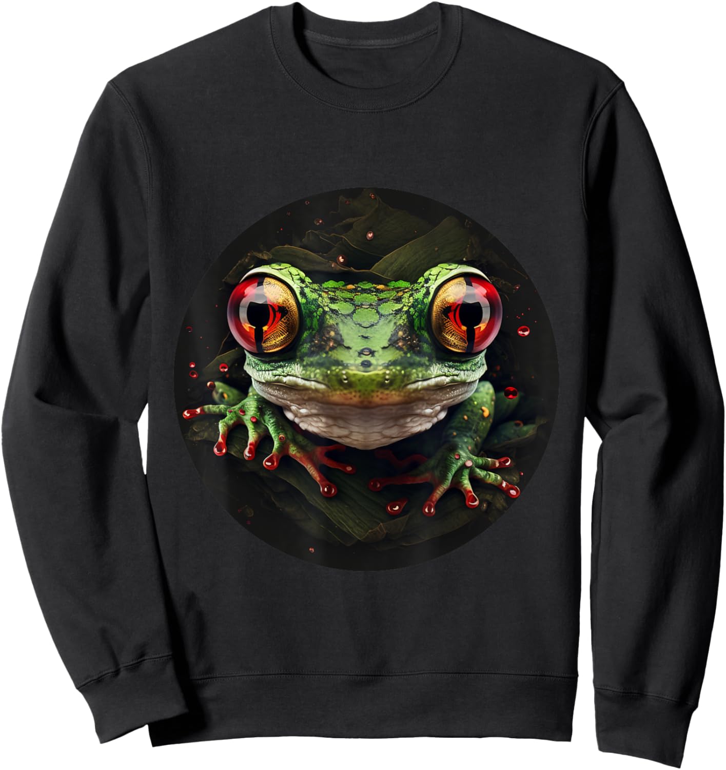 Red Eyed Tree Frog Leaping Frog Rainforest Amphibian Sweatshirt - Sweatshirt | Black
