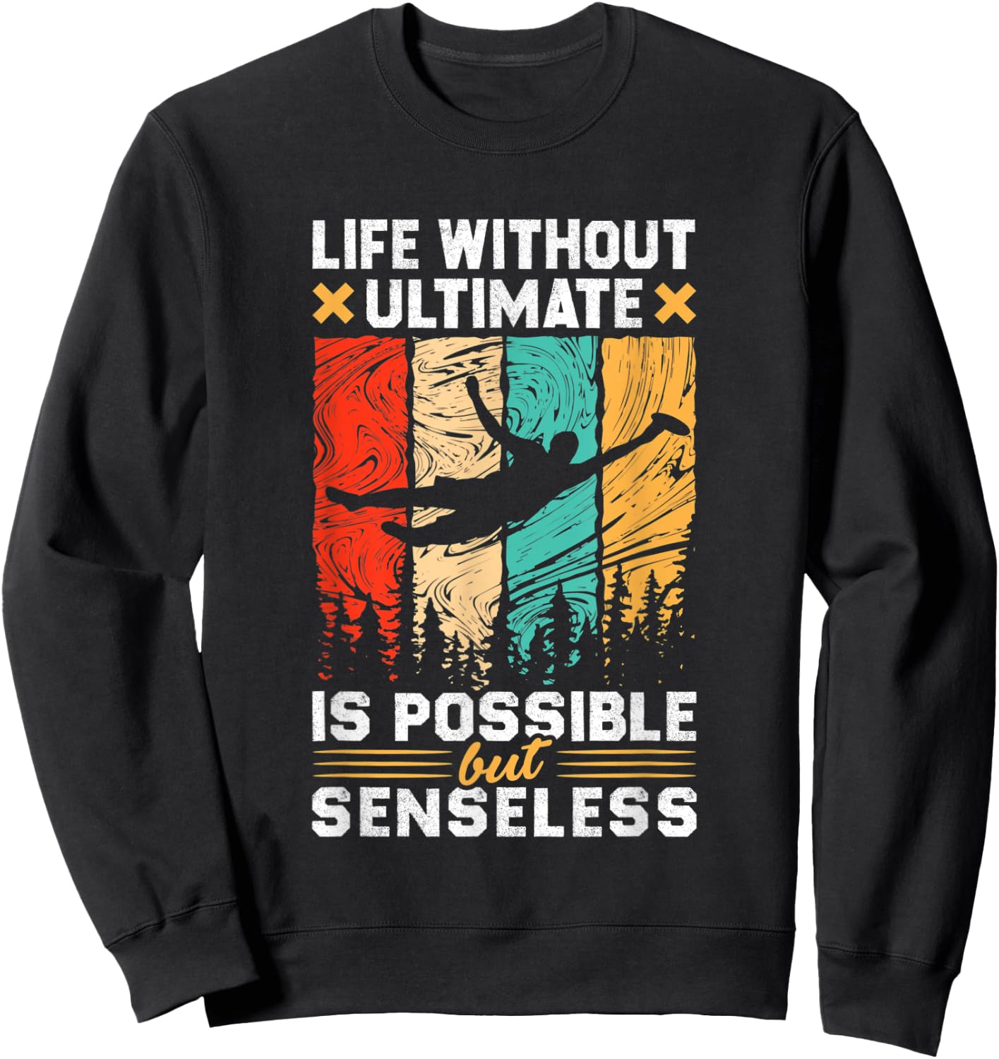 Retro Ultimate Frisbee Player Men Women Vintage Flying Disc Sweatshirt - Sweatshirt | Black