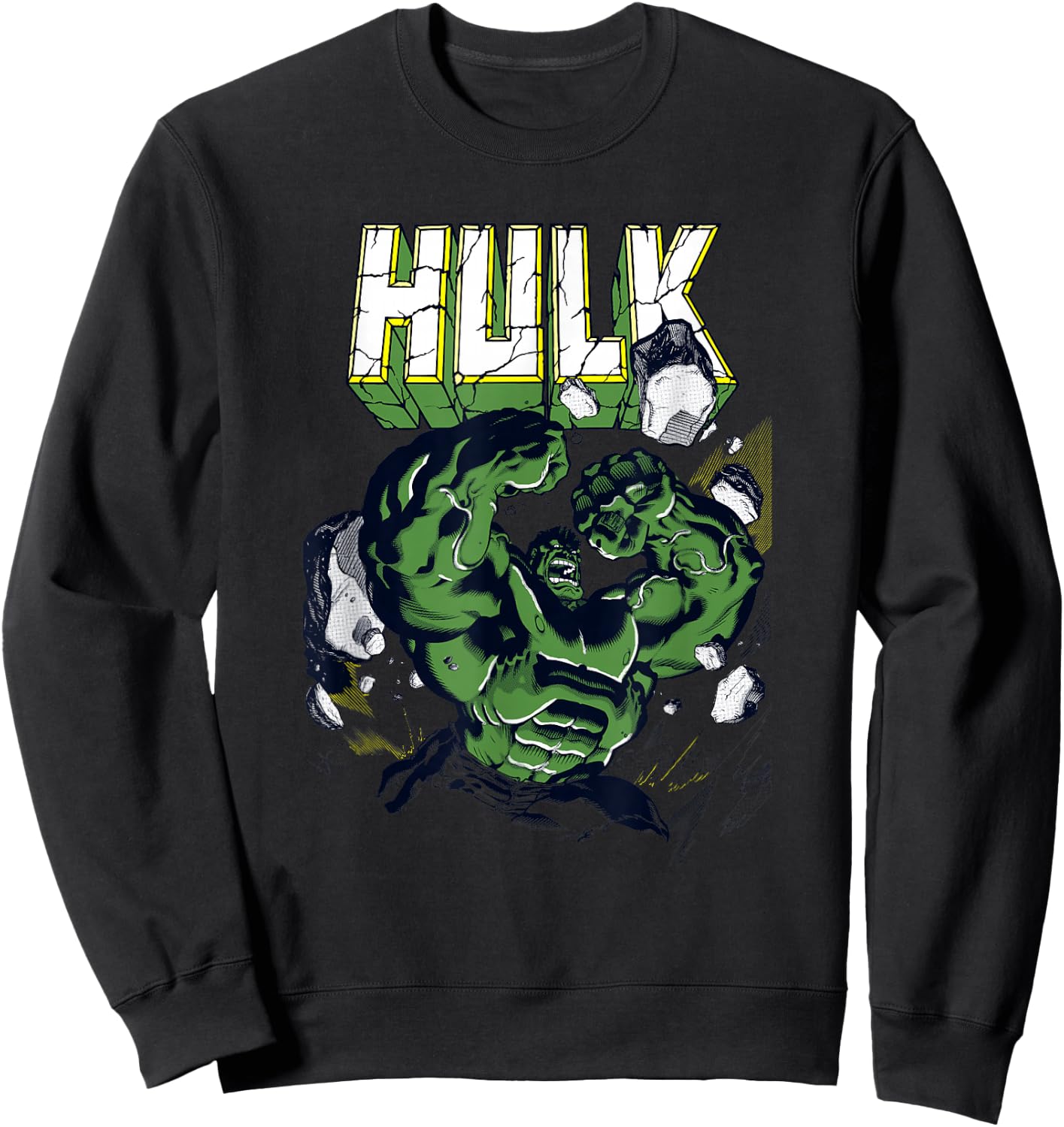 Marvel Comics Retro Classic Hulk Smashing Through Rubble Sweatshirt - Sweatshirt | Black